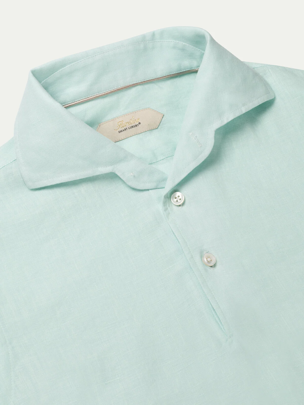 Light Aqua Linen Pop-over Shirt - Image 3
