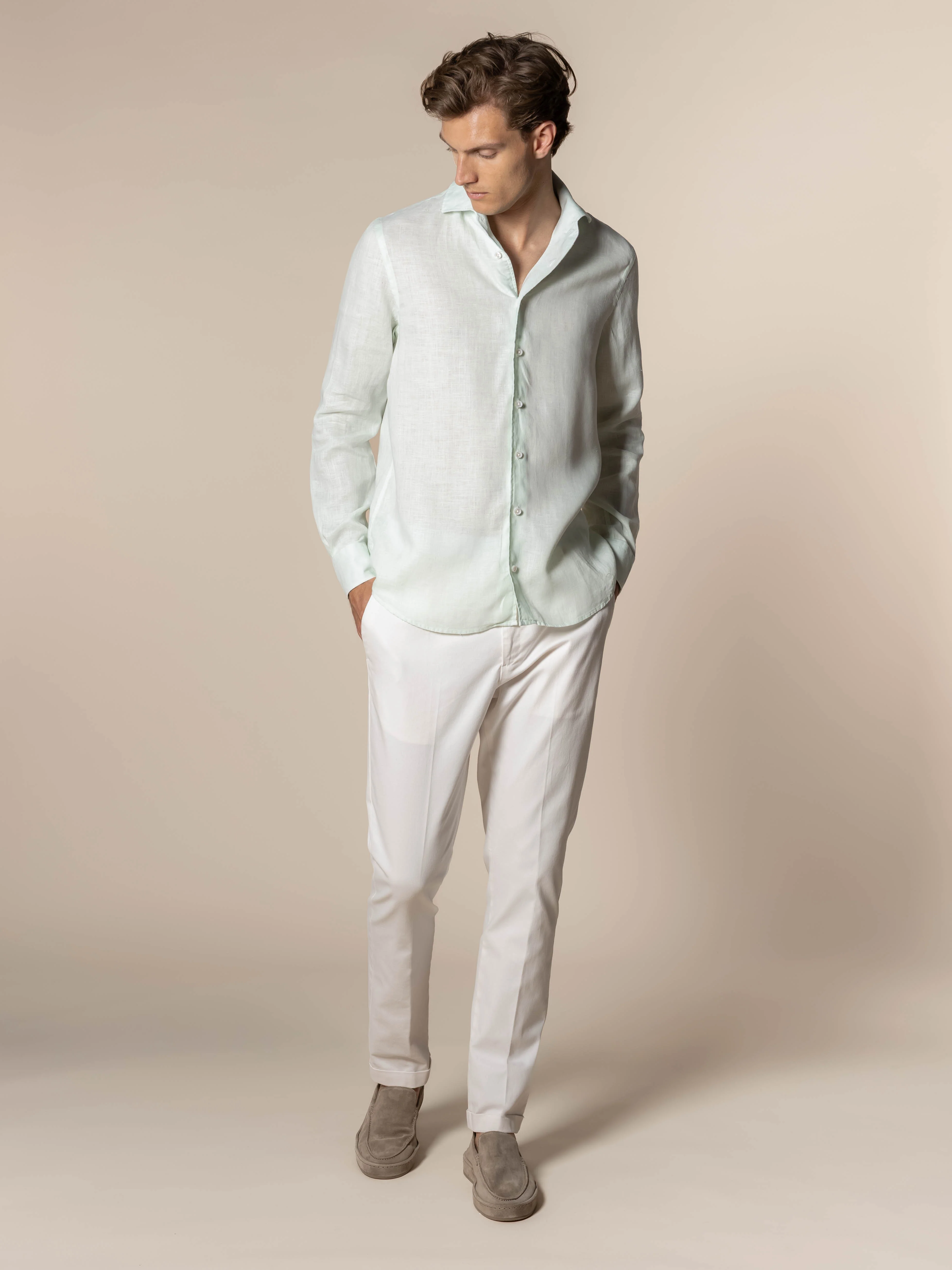 Light Aqua Linen Seaside Shirt - Image 7