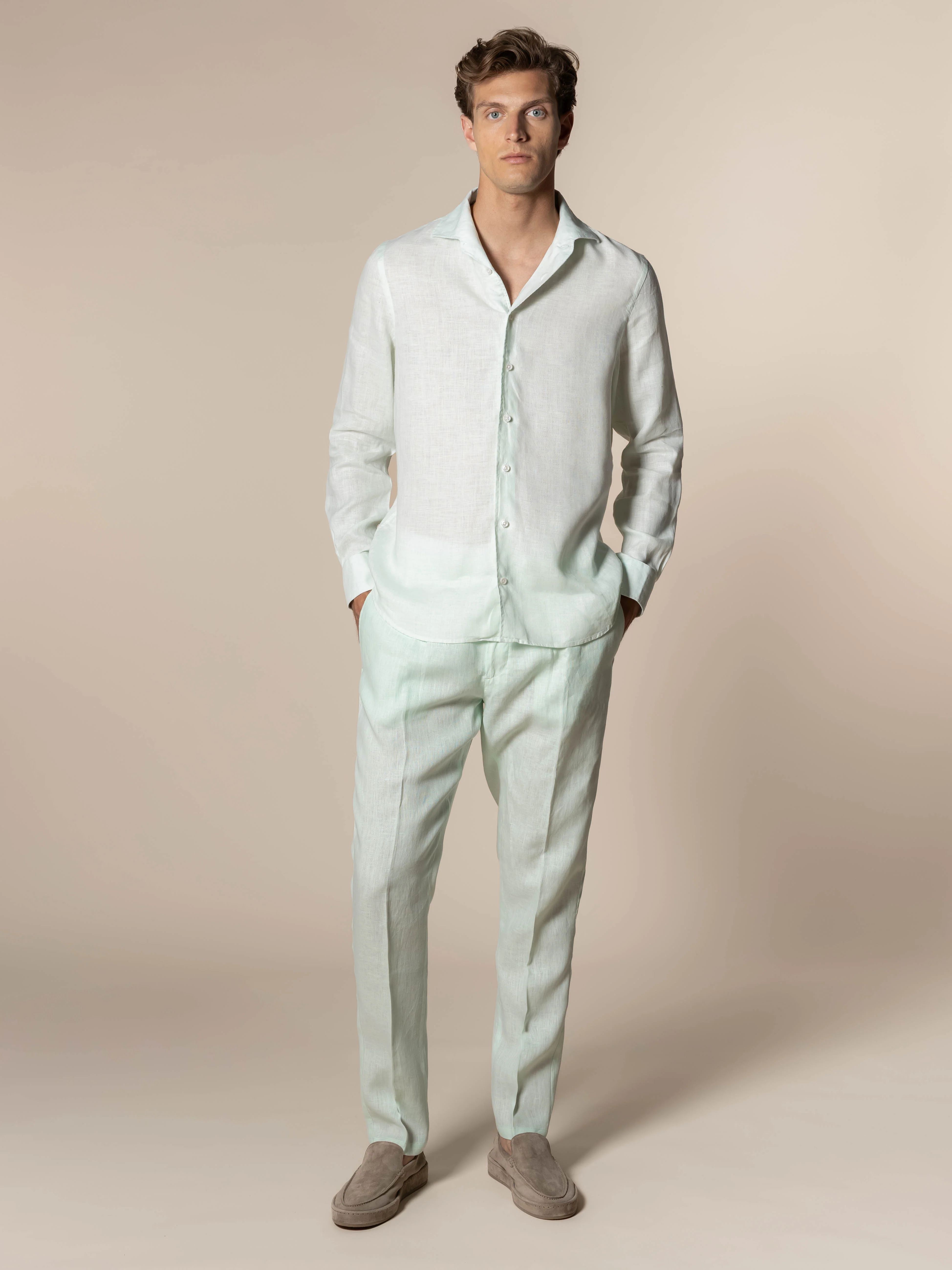Light Aqua Linen Seaside Shirt - Image 8