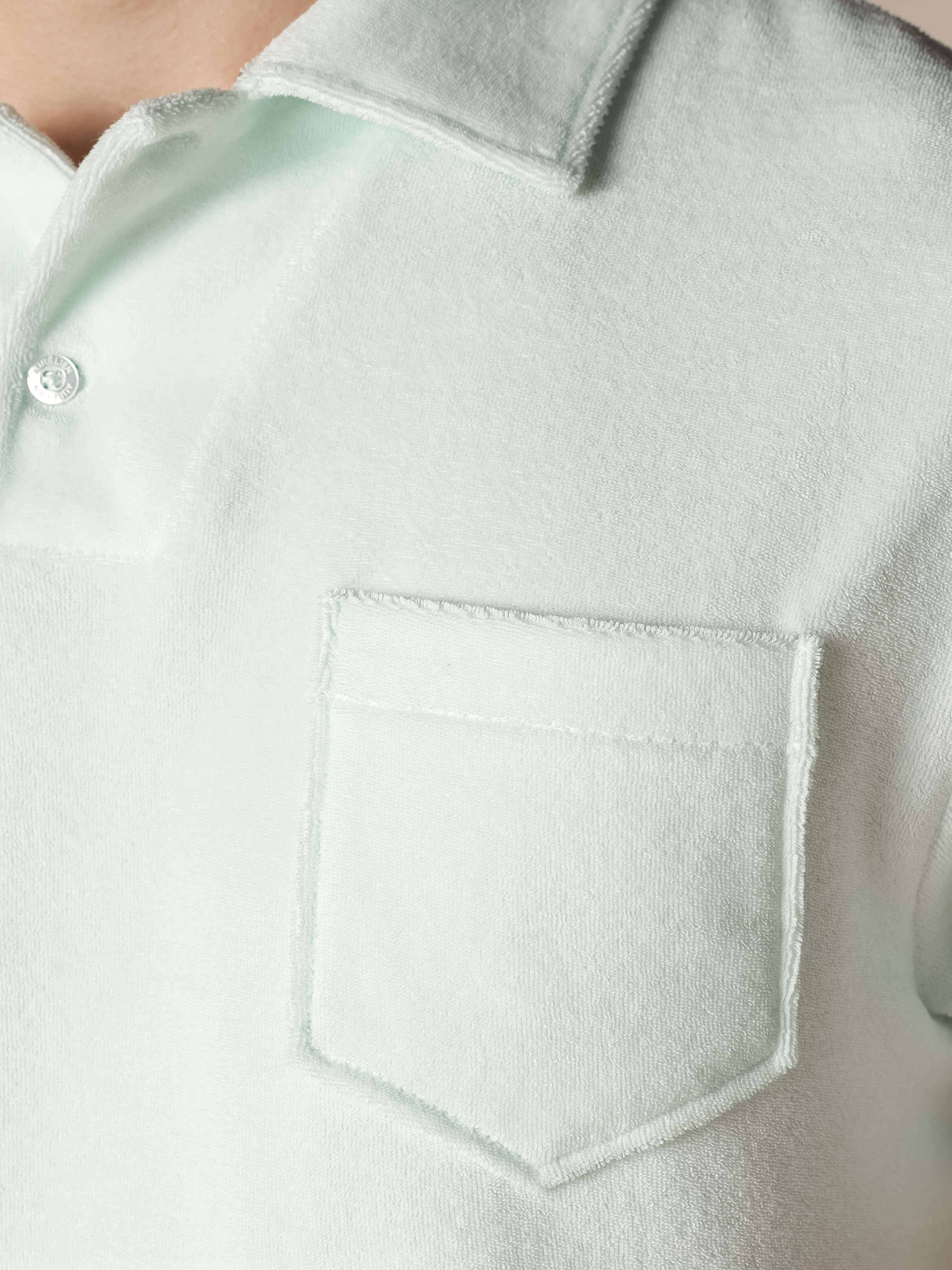 Light Aqua Terry Towelling Polo Shirt - Image 3