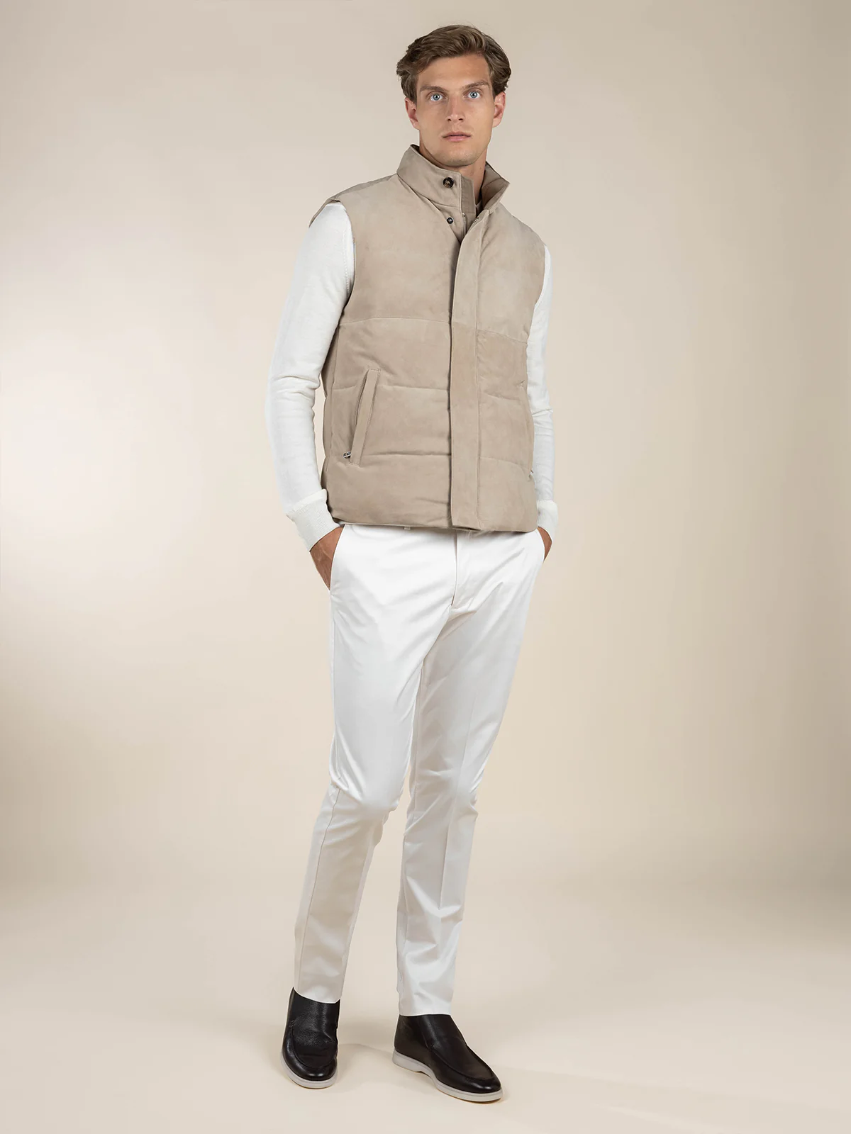 Light Beige Suede AUR1 Body Warmer - Image 10