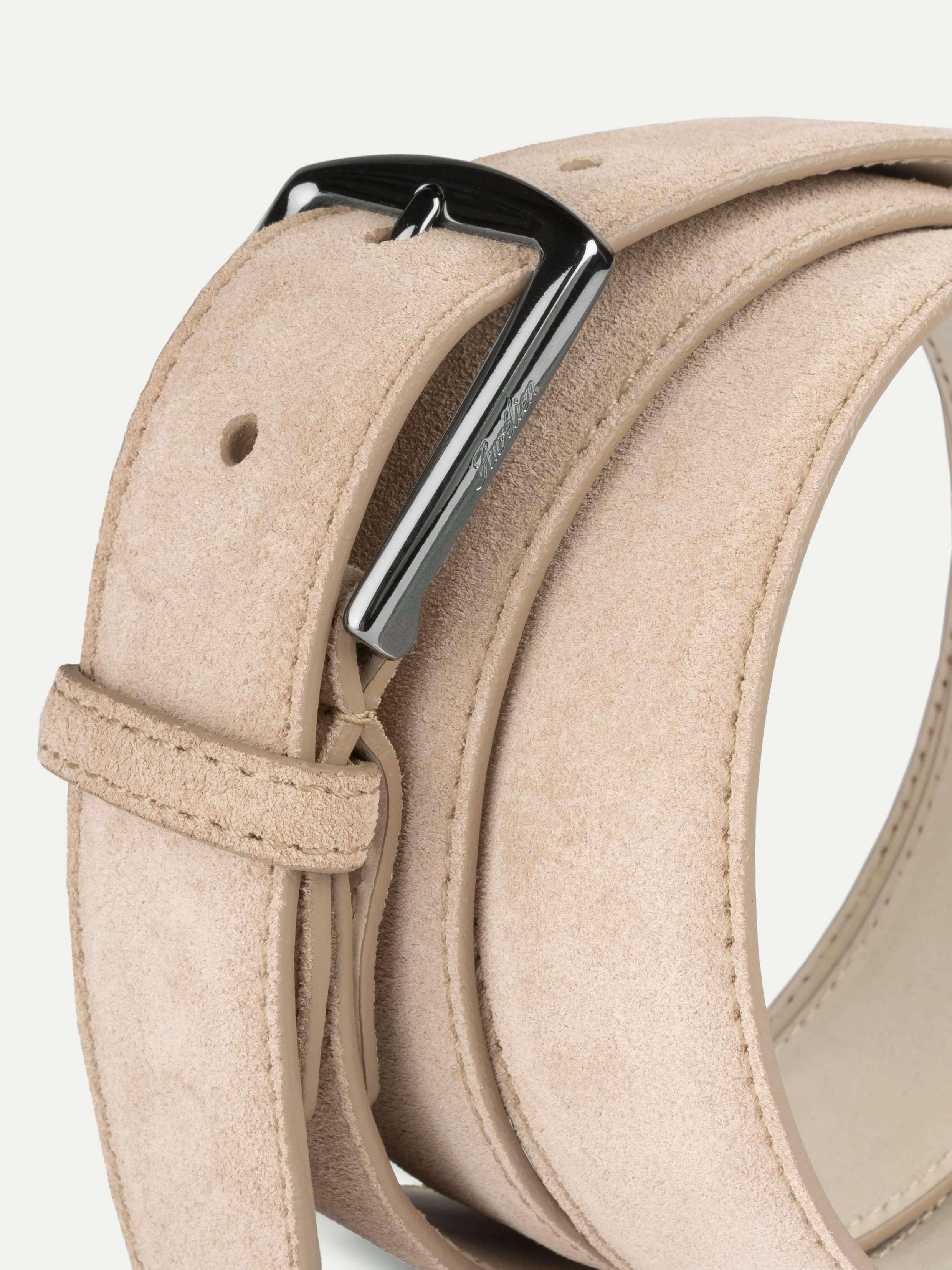 Light Beige Suede Leather Belt - Image 3