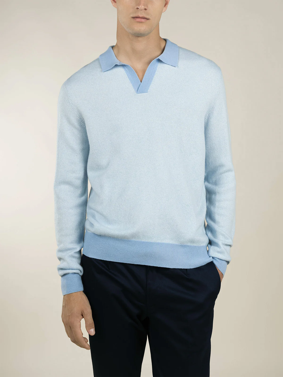 Light Blue Jaquard Polo - Image 2