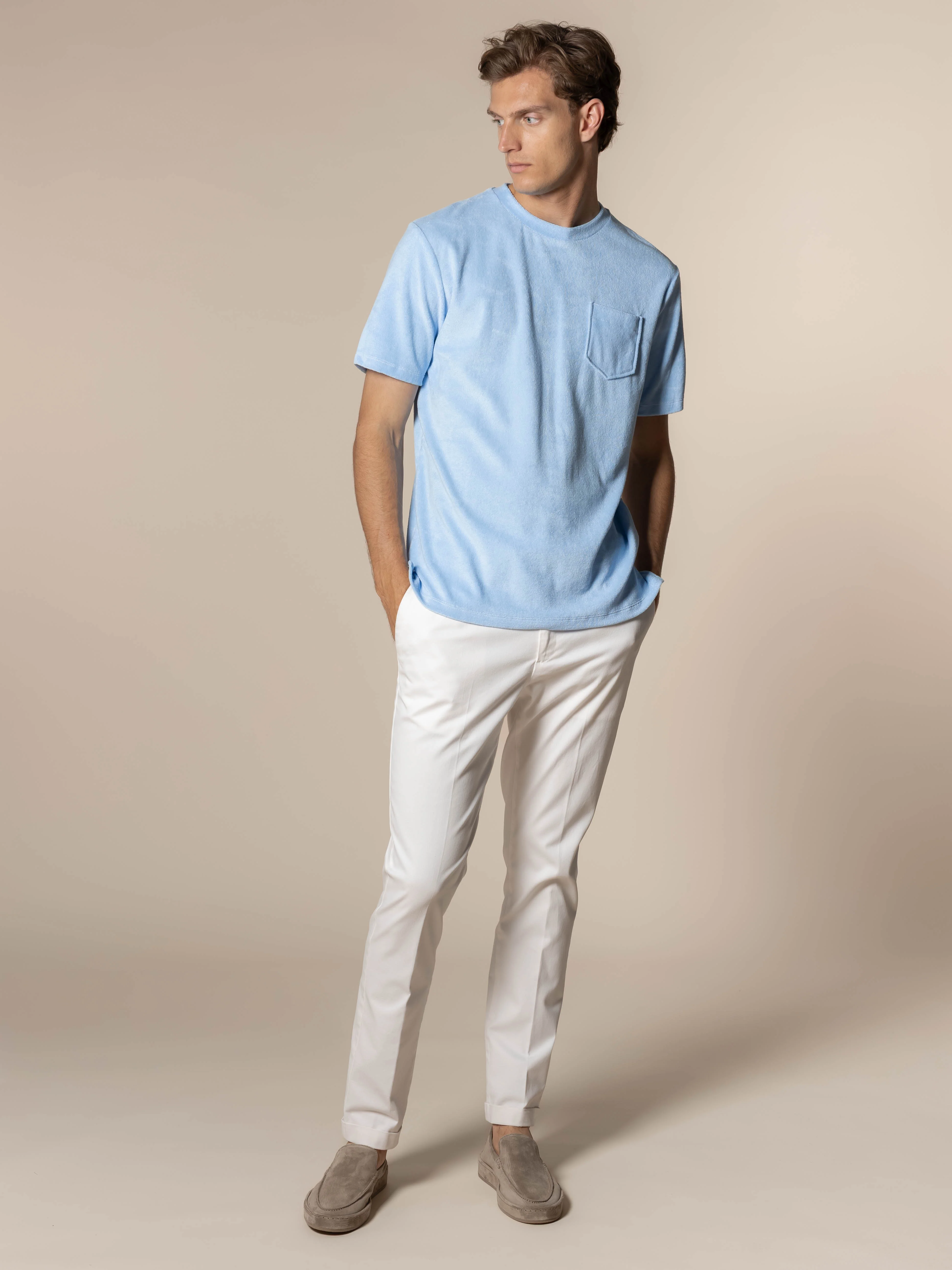 Light Blue Terry Towelling T-Shirt - Image 7