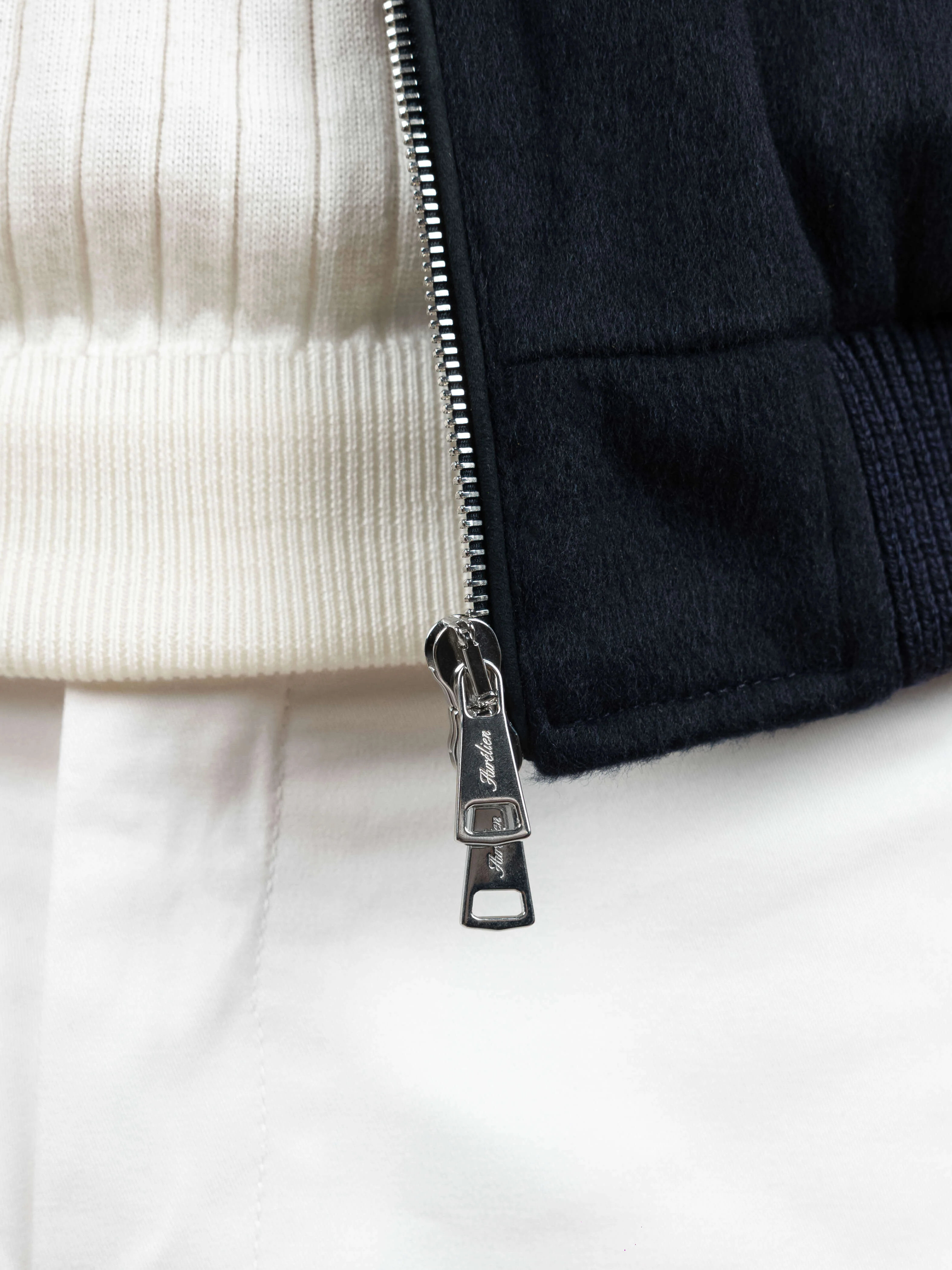 Navy Cashmere Bomber Jacket - Image 4
