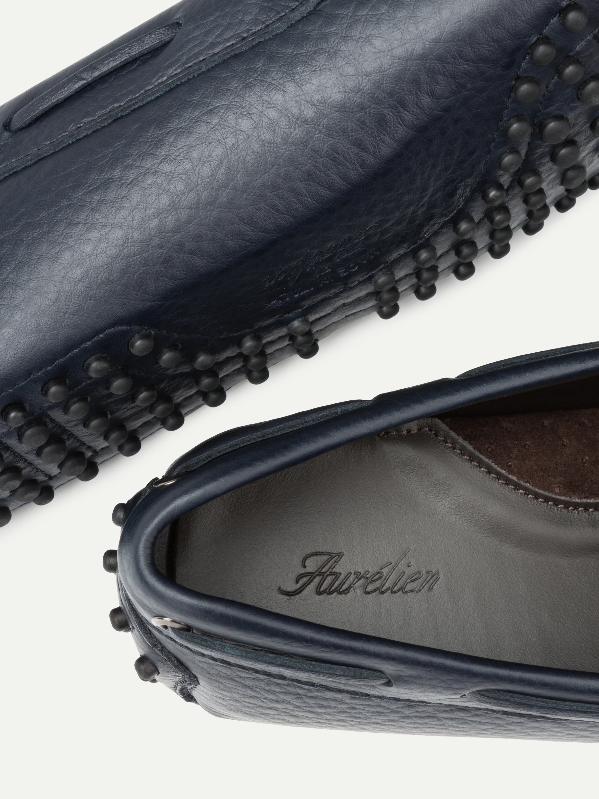 Navy Leather Driving Shoes - Image 3