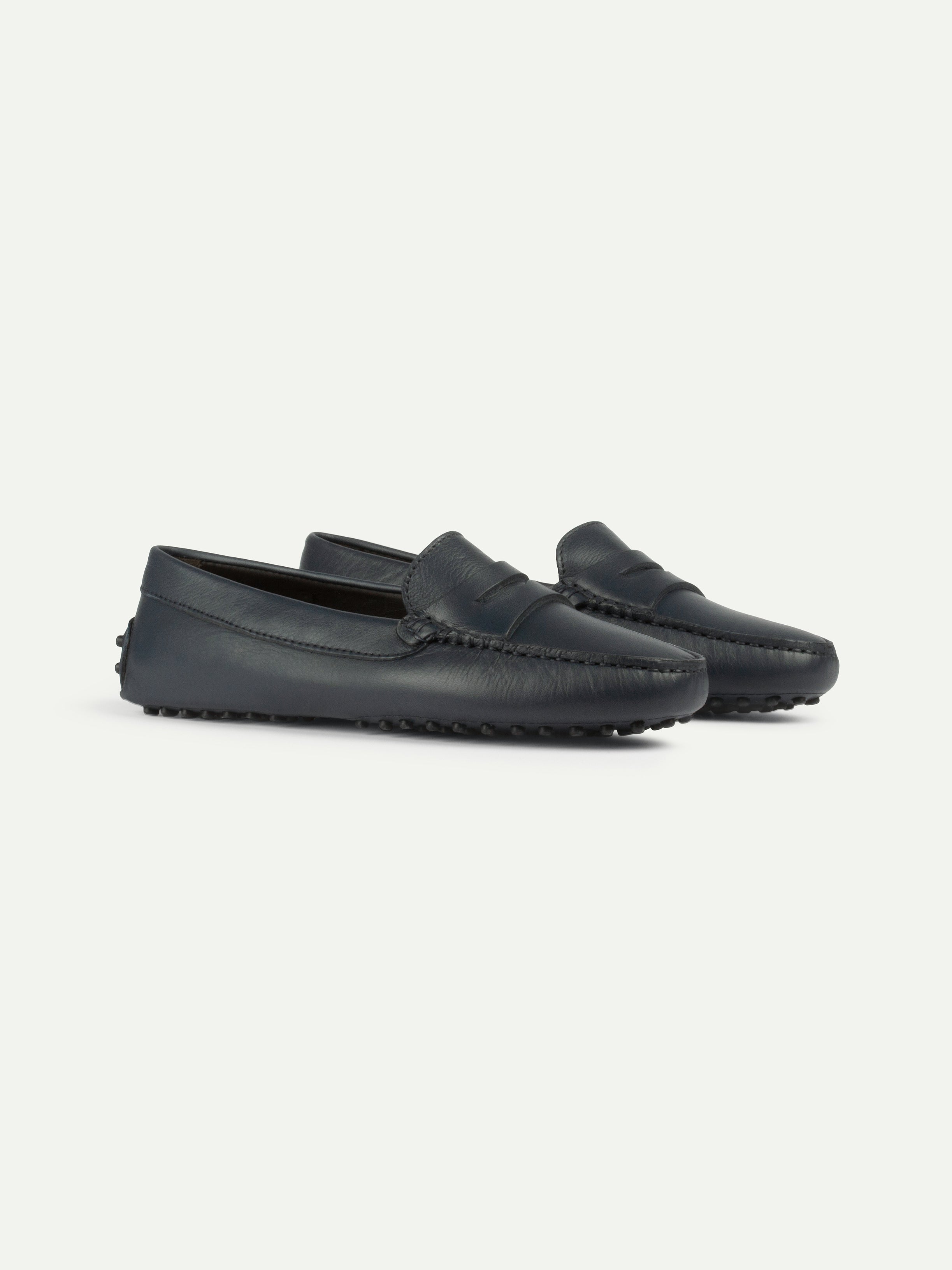 Navy Leather Driving Shoes - Image 4