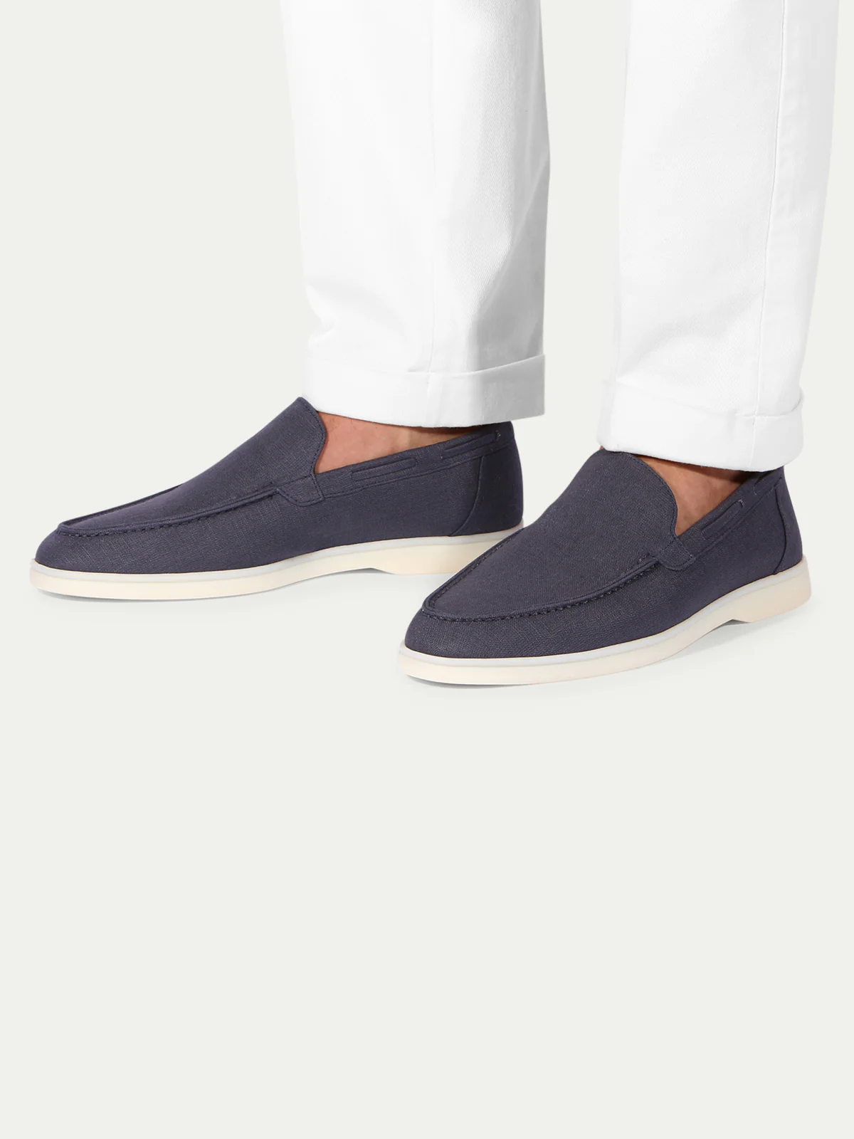 Navy Linen Yacht Loafers - Image 5