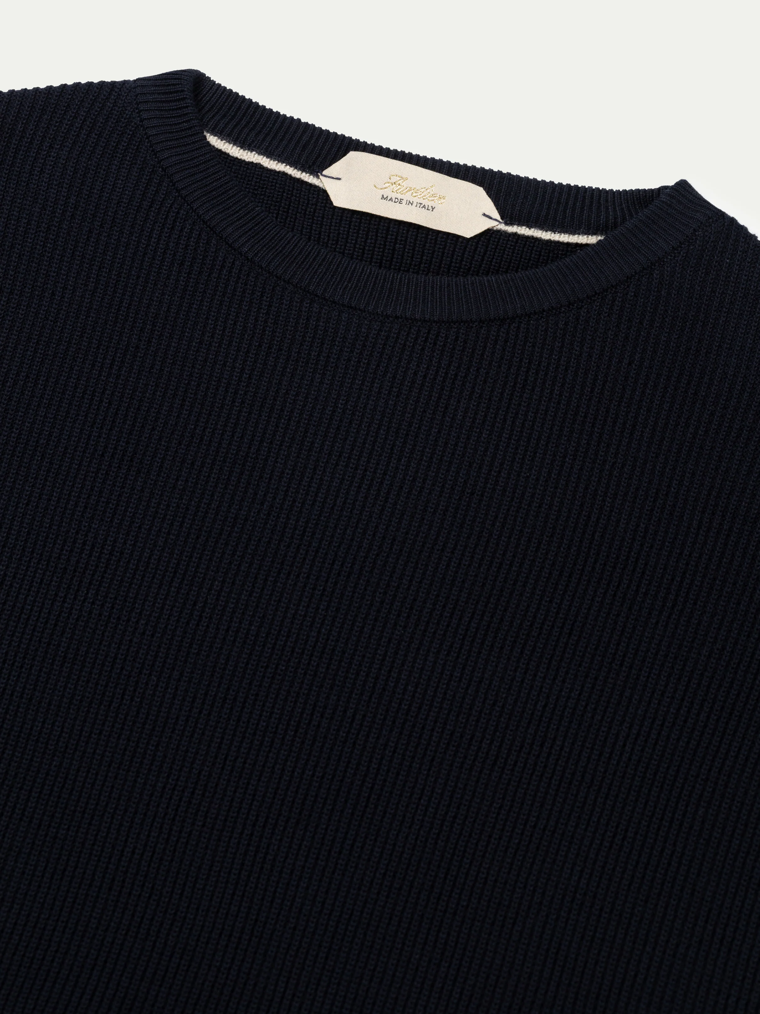 Navy Ribbed T-Shirt - Image 3