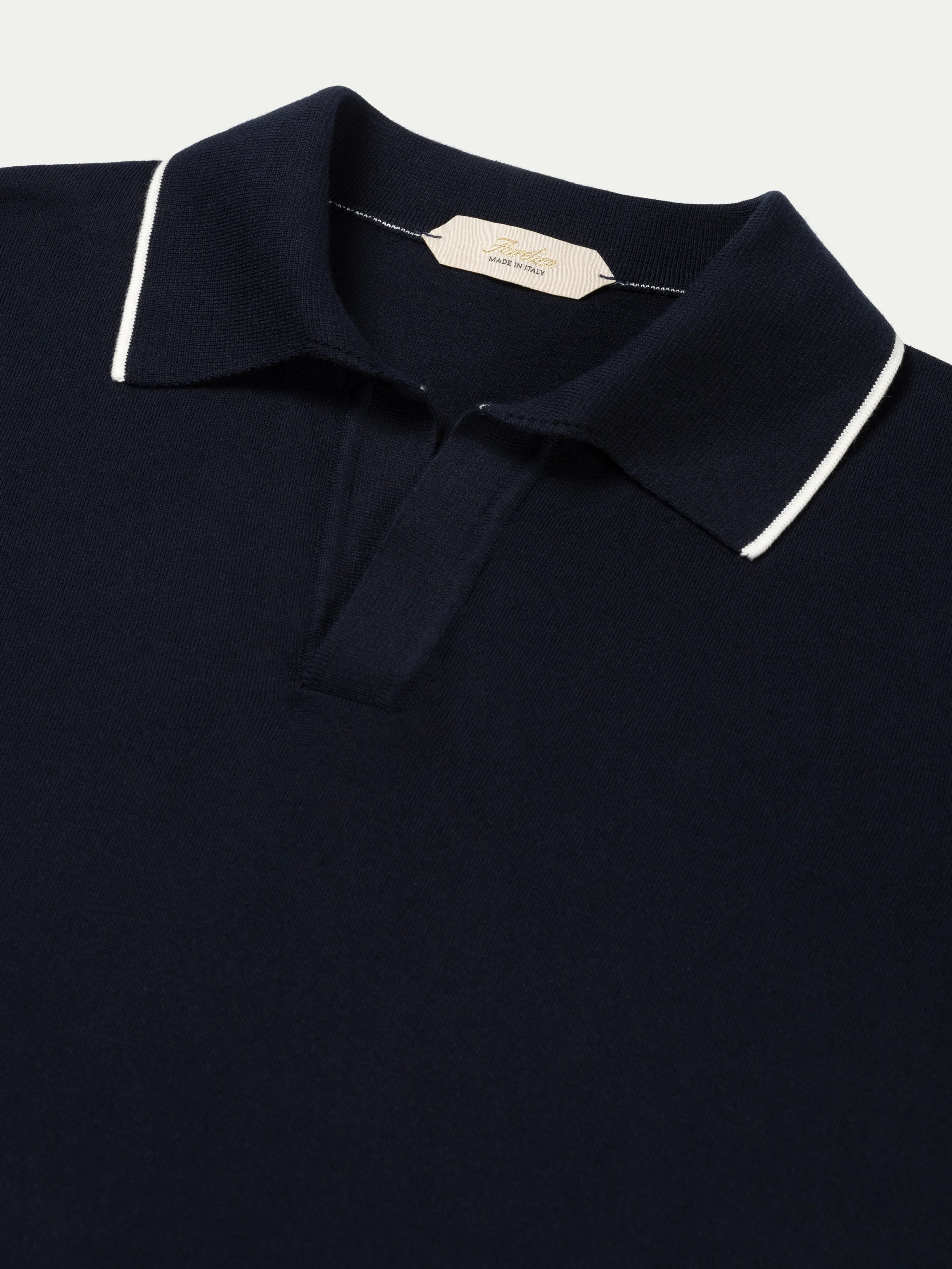 Shortsleeve Buttonless Polo Navy - Image 3