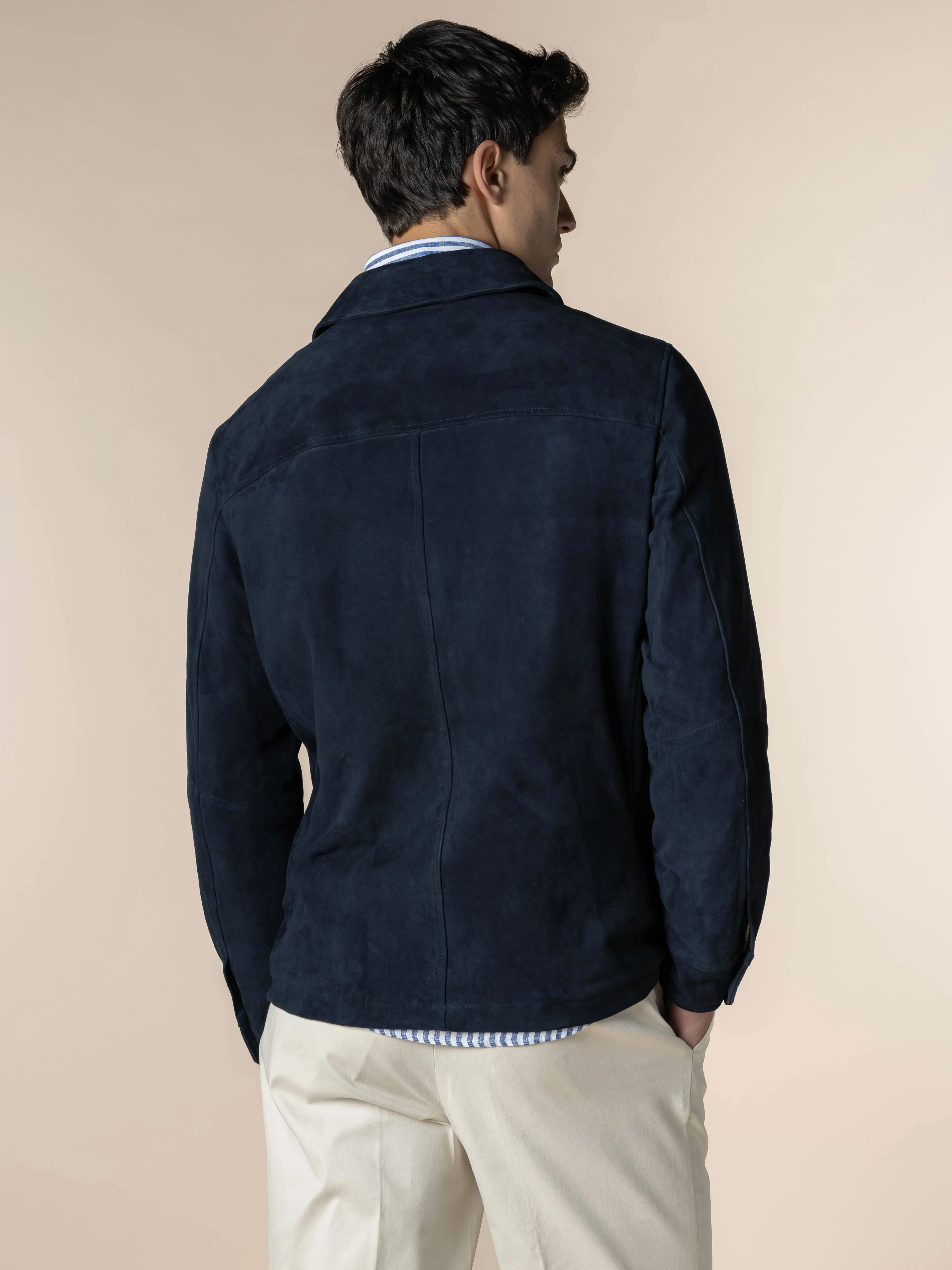 Navy Suede Overshirt - Image 5