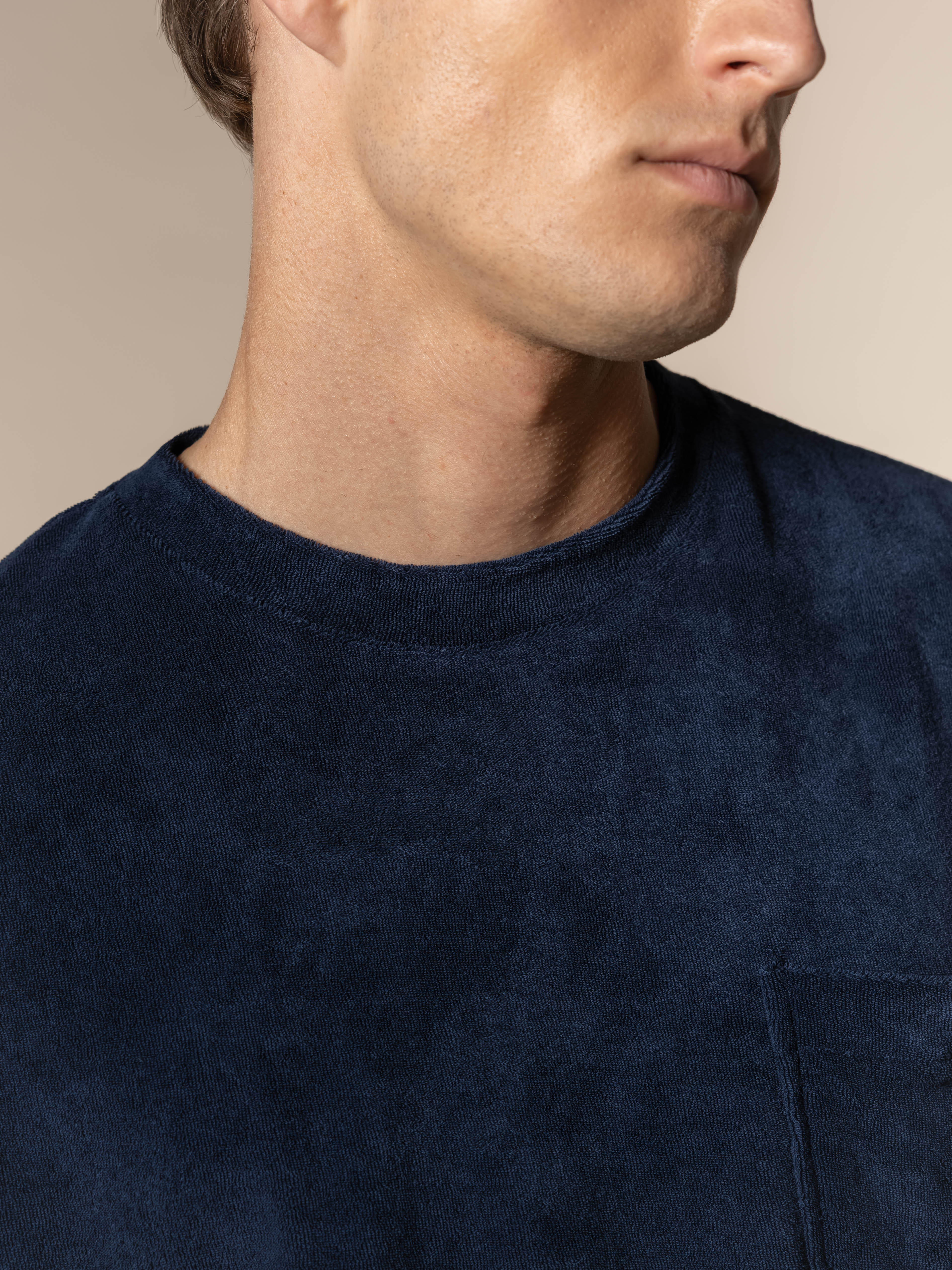 Navy Terry Towelling T-Shirt - Image 4
