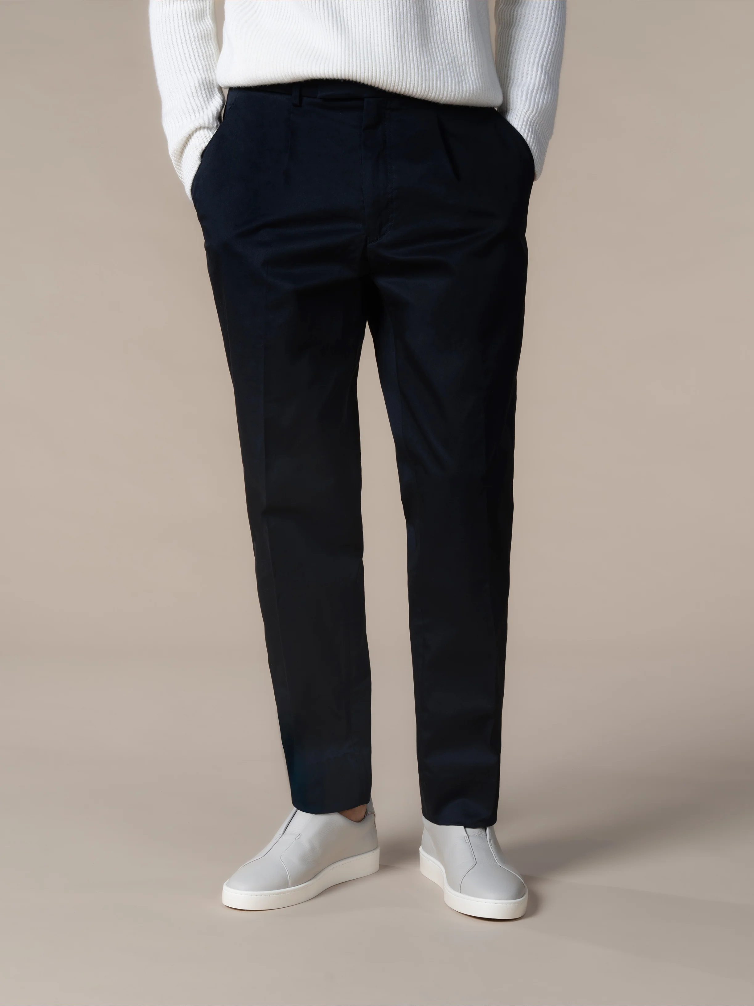 Navy Cotton Wool Voyager Trousers - Image 2