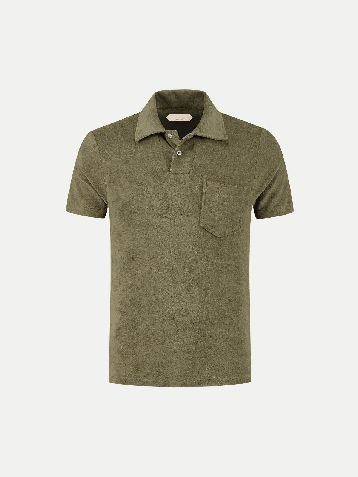 Olive Terry Towelling Polo Shirt
