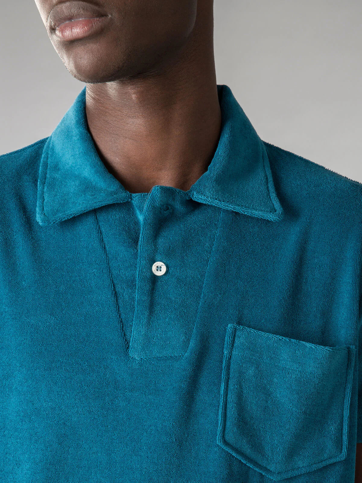 Aquamarine Terry Towelling Polo Shirt - Image 4