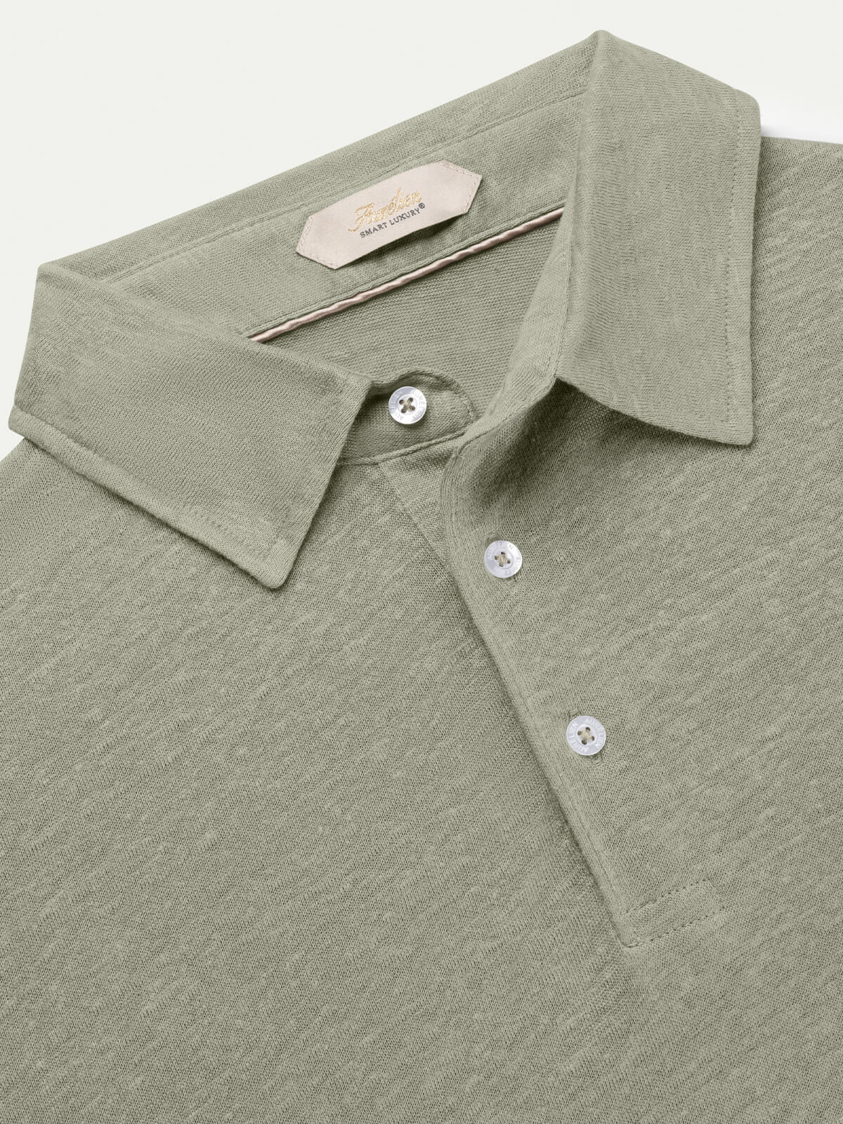 Pistache Linen Polo Shirt - Image 3