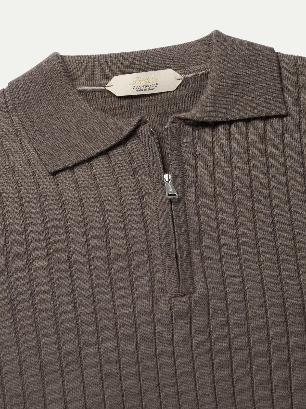 Ribbed Zipper Polo Ash Grey - Image 3