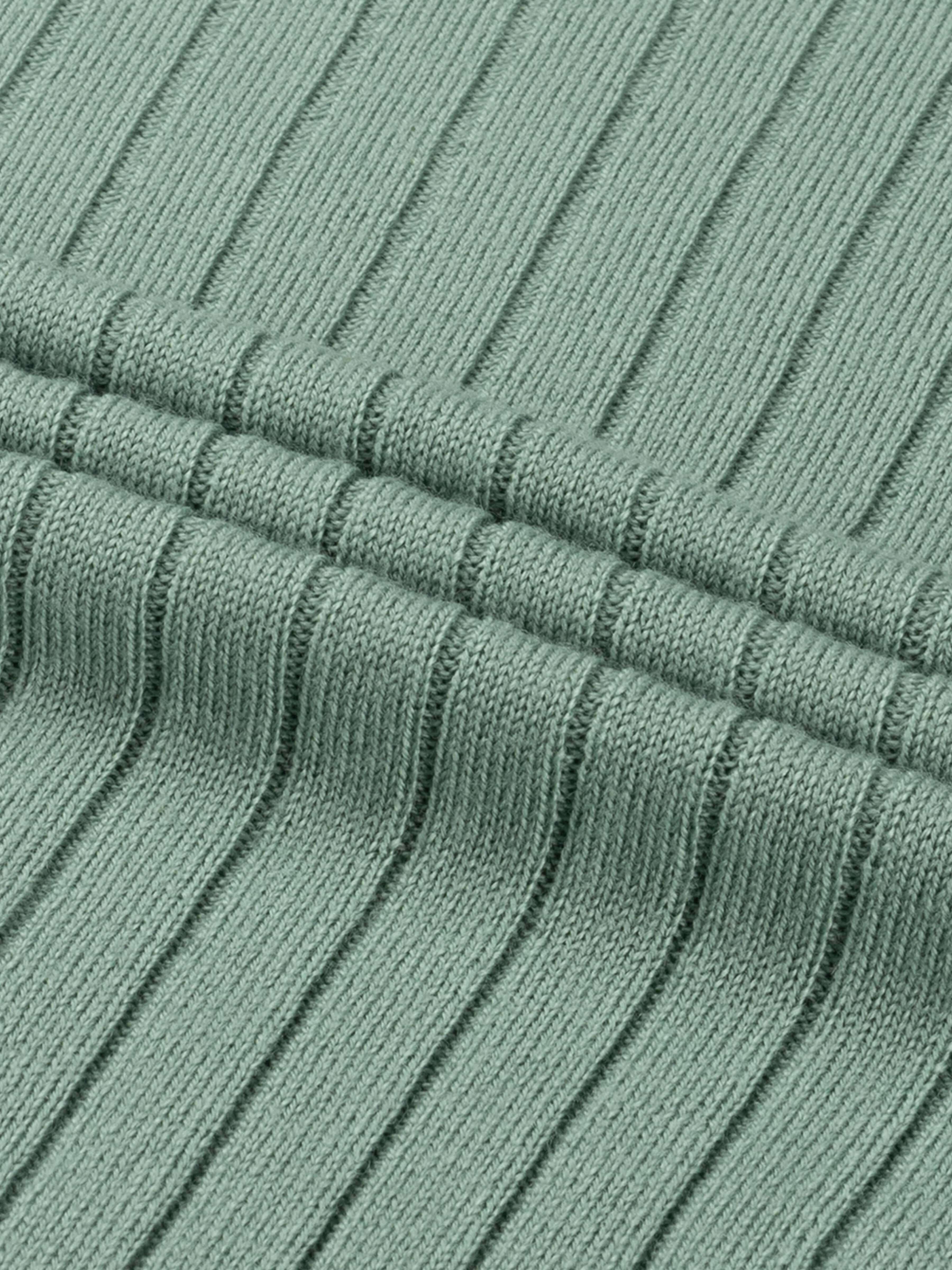 Ribbed Zipper Polo Light Green - Image 6