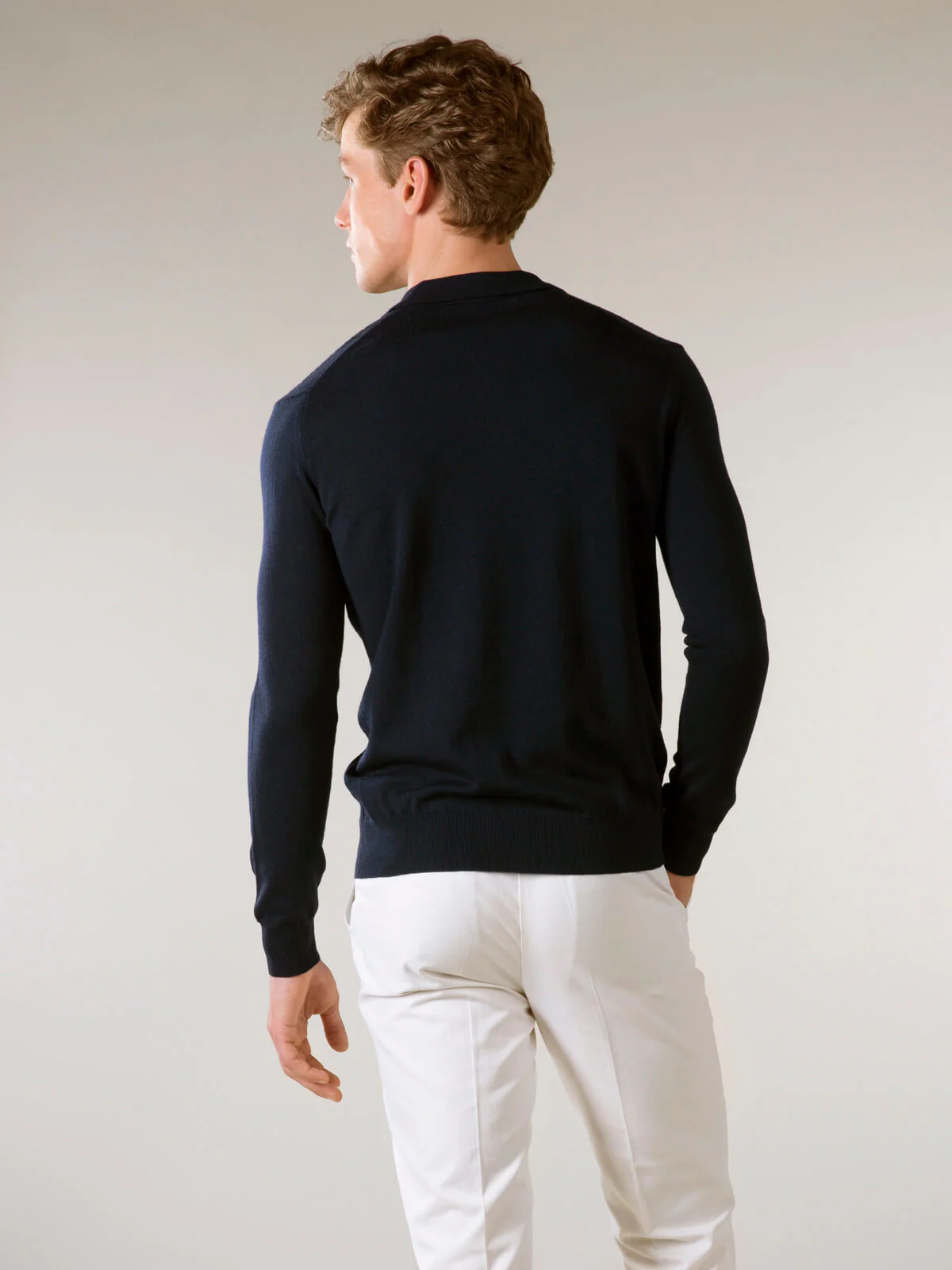 Ribbed Zipper Polo Navy - Image 6
