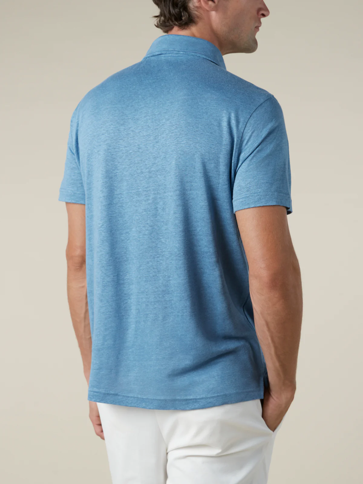 Sapphire Blue Linen Polo Shirt - Image 4