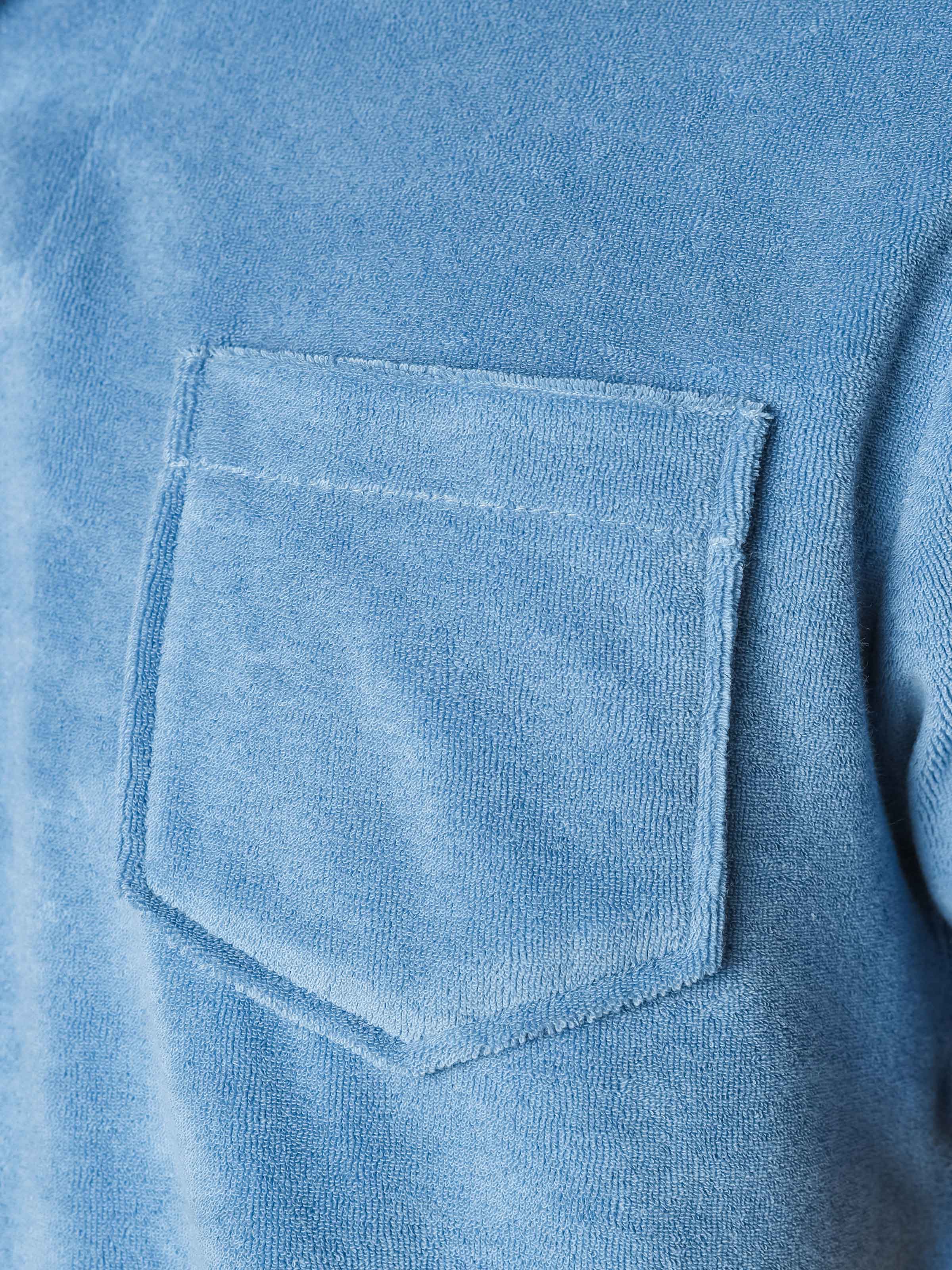 Sapphire Blue Terry Towelling Polo Shirt - Image 5