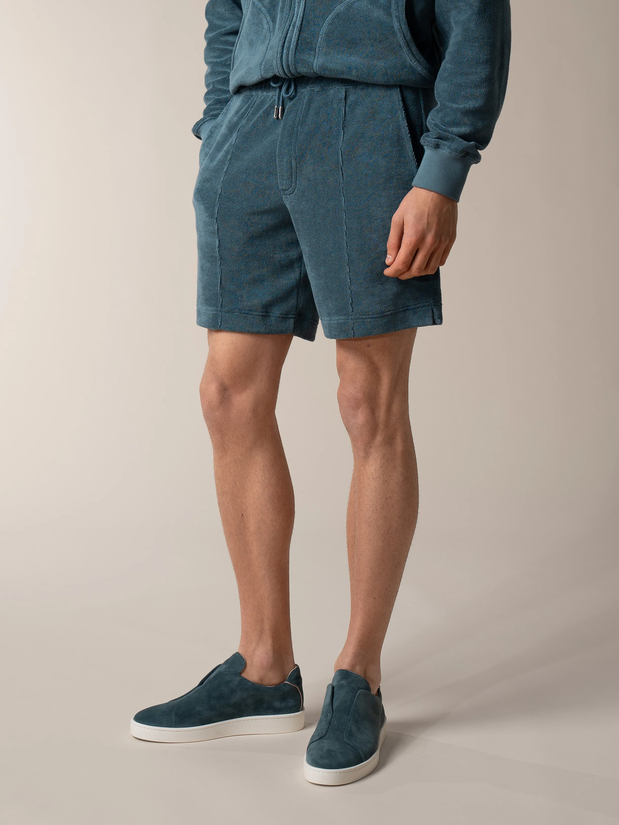 Sea Green Terry Towelling Leisure Shorts - Image 2