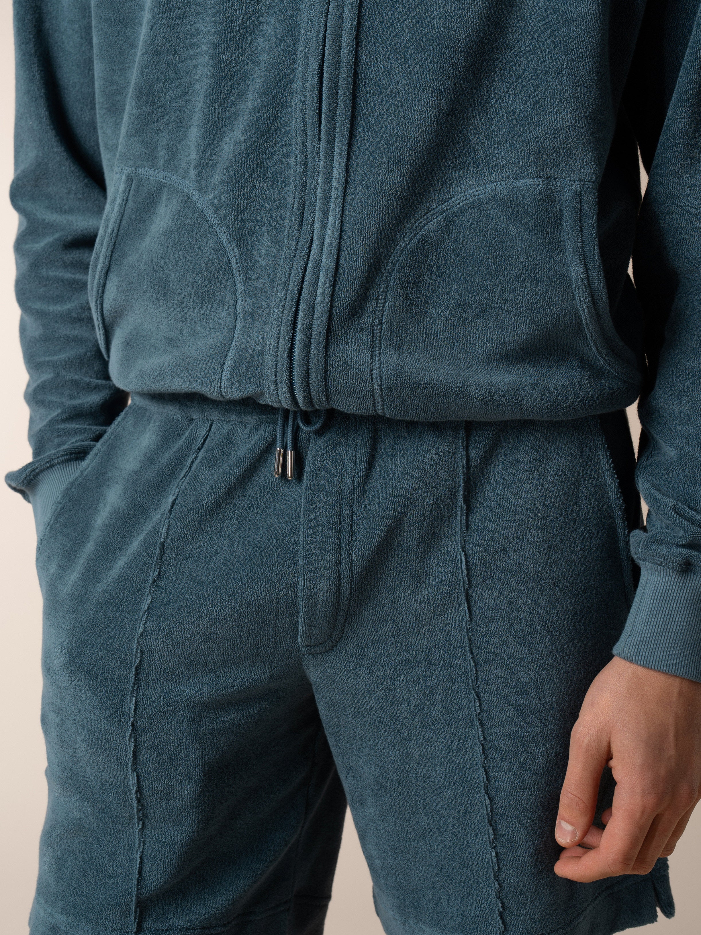 Sea Green Terry Towelling Leisure Shorts - Image 4