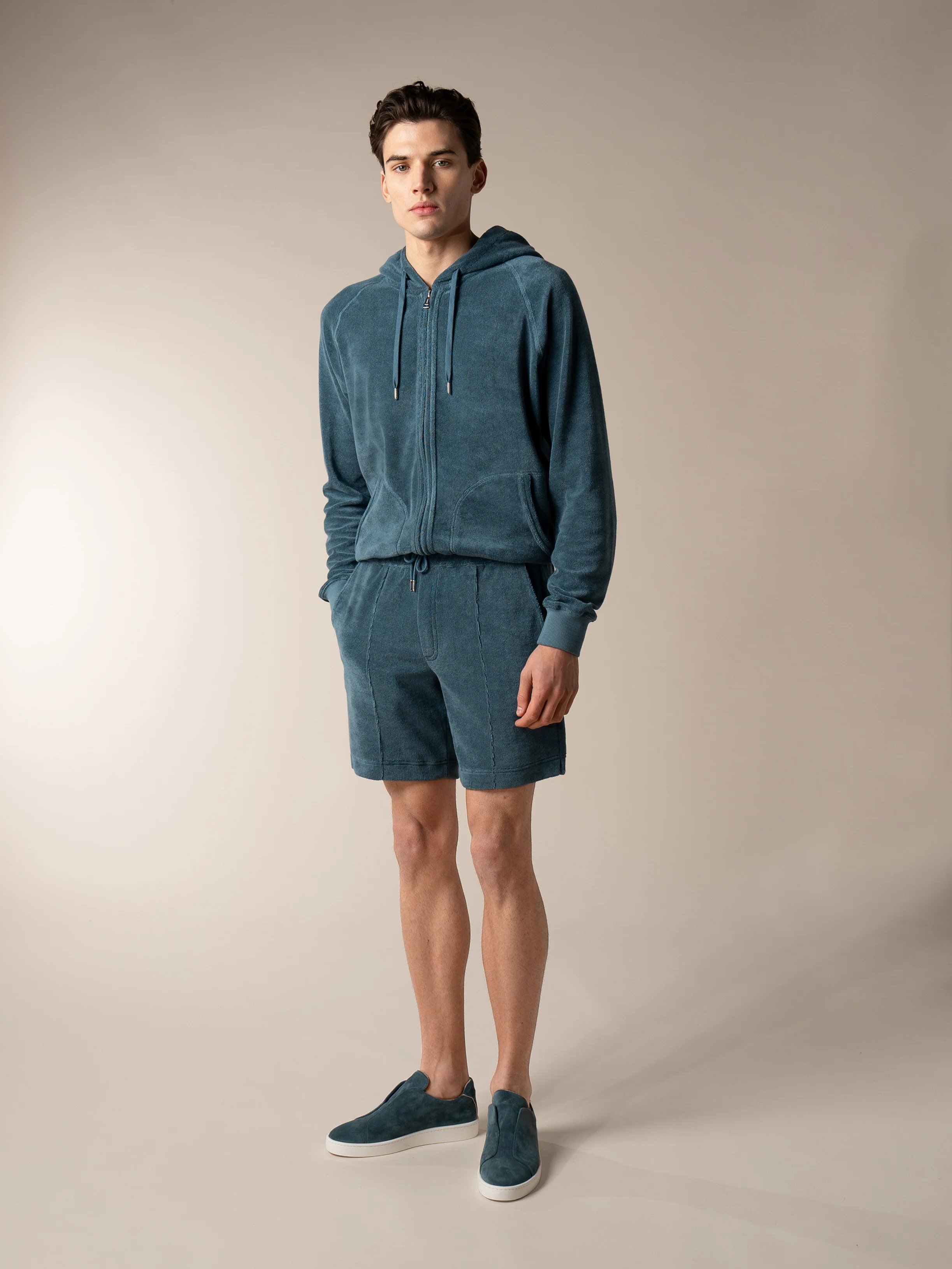 Sea Green Terry Towelling Leisure Shorts - Image 5
