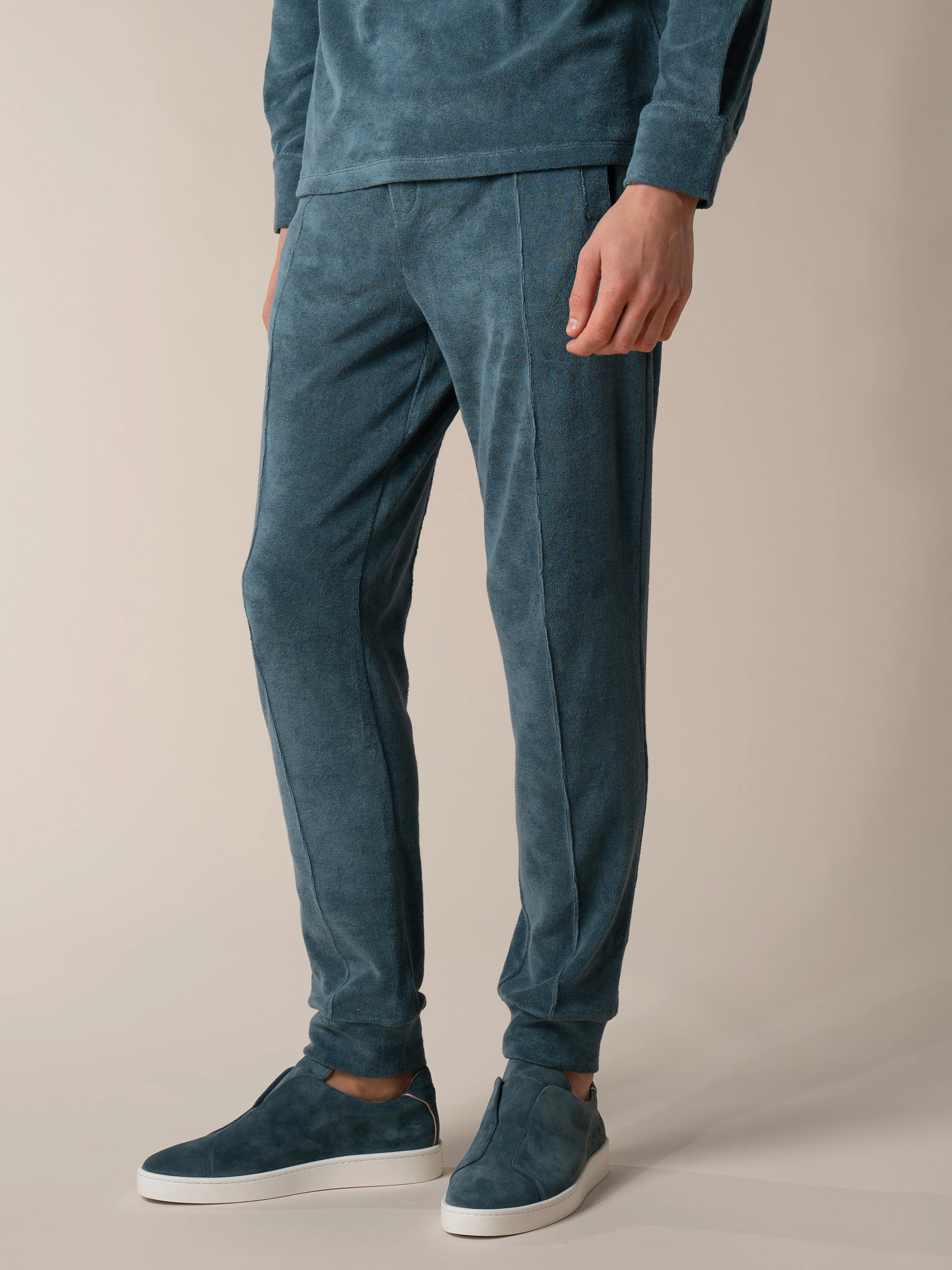 Sea Green Terry Towelling Leisure Trousers - Image 2