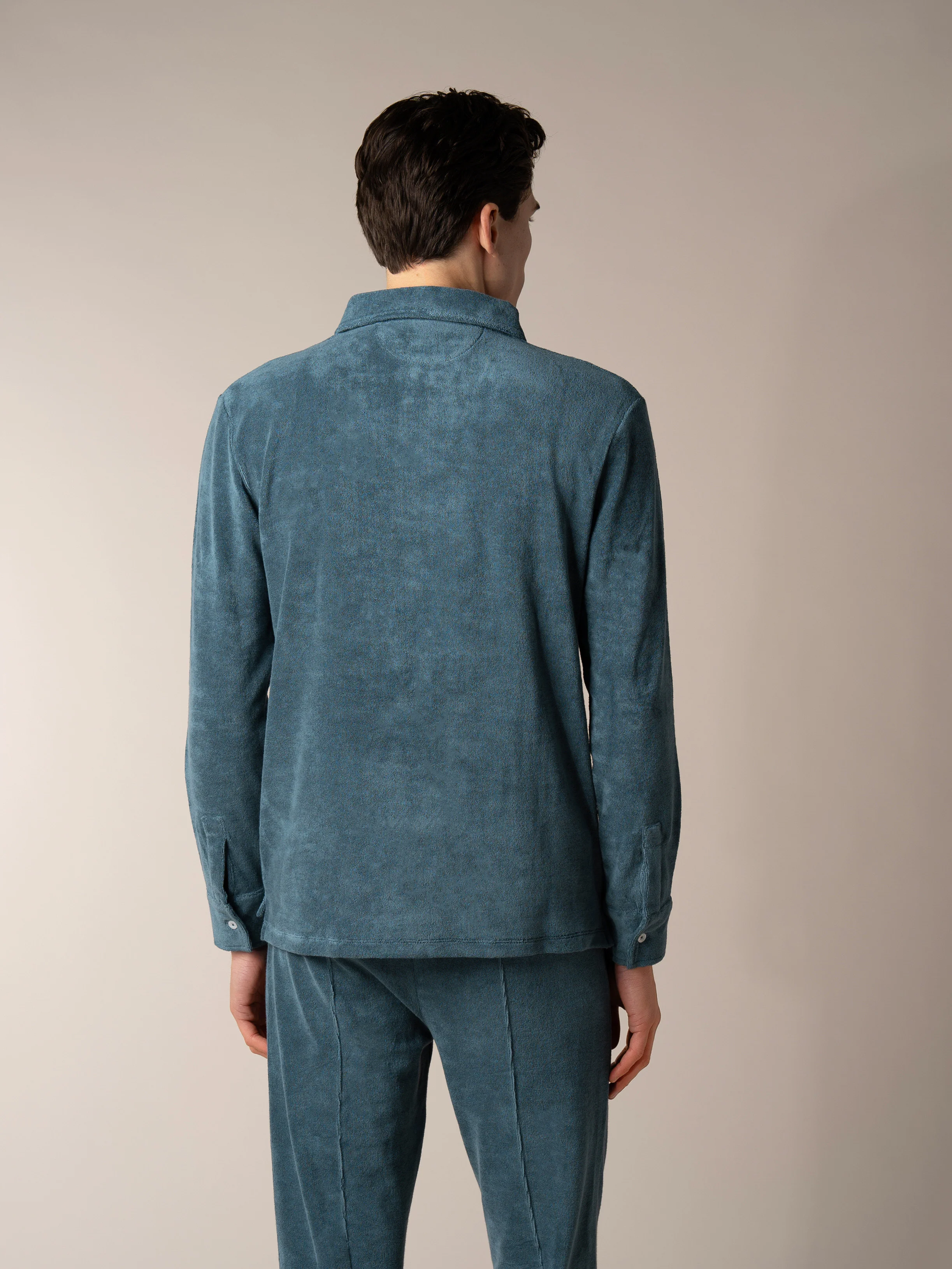 Sea Green Terry Towelling Longsleeve Polo - Image 5