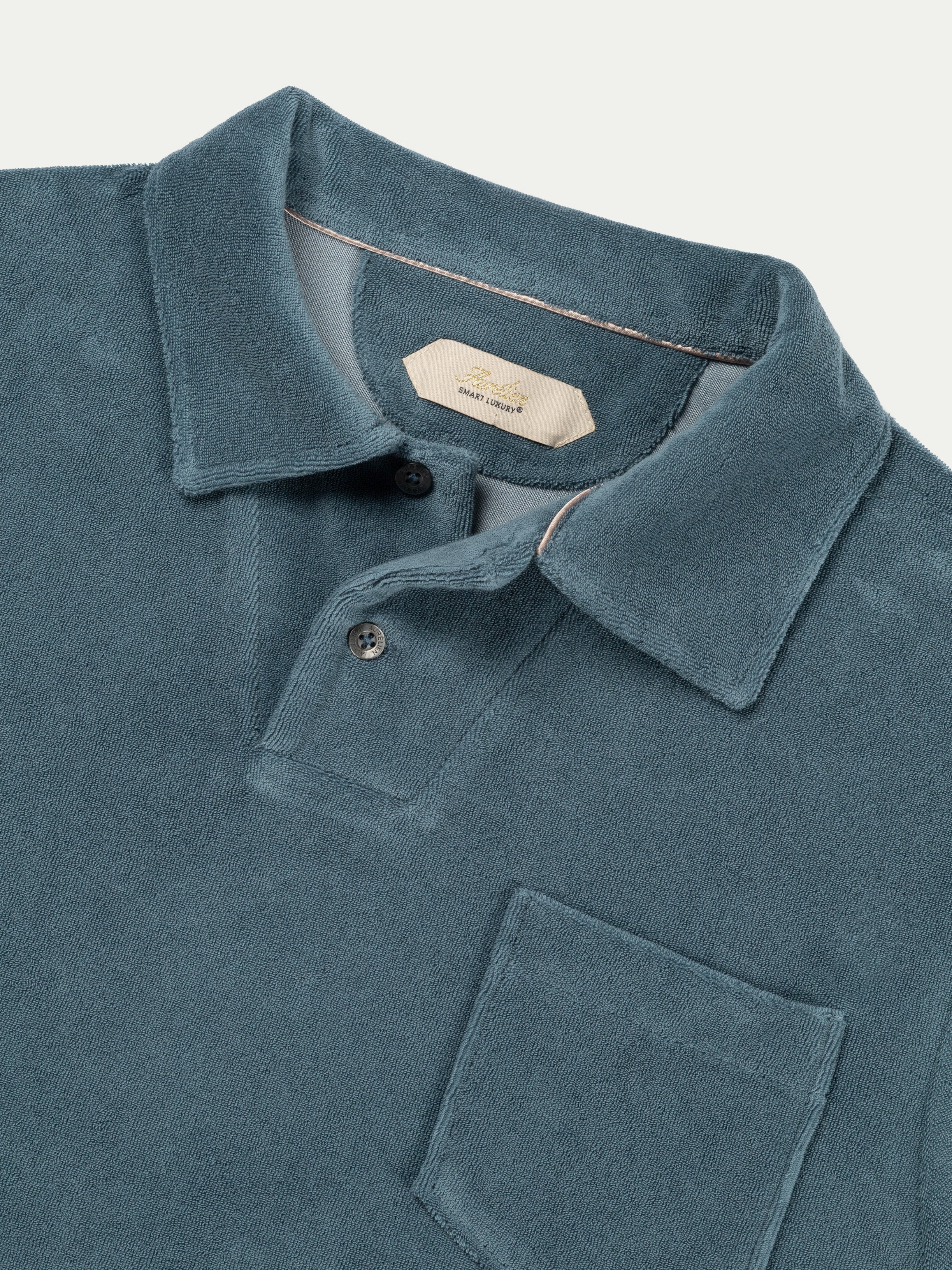 Sea Green Terry Towelling Polo Shirt - Image 3
