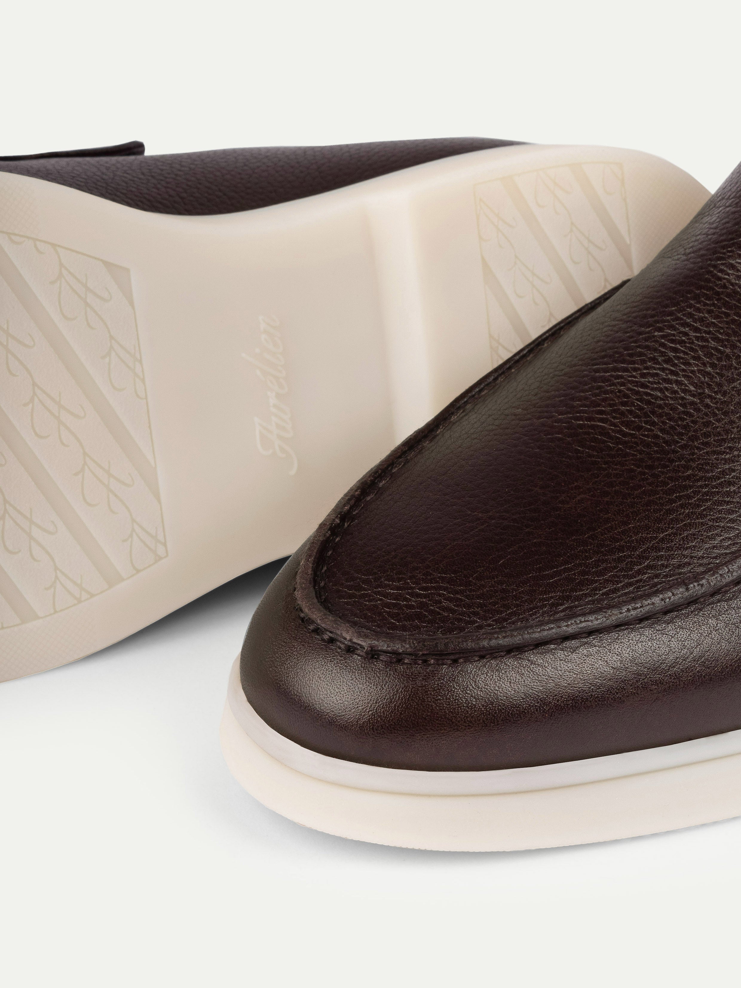 Shearling-Lined Brown Grain City Loafer - Image 4