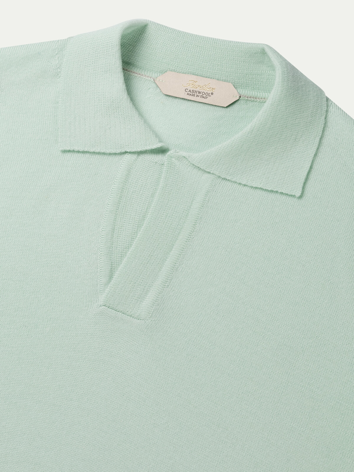 Shortsleeve Buttonless Polo Light Aqua - Image 3