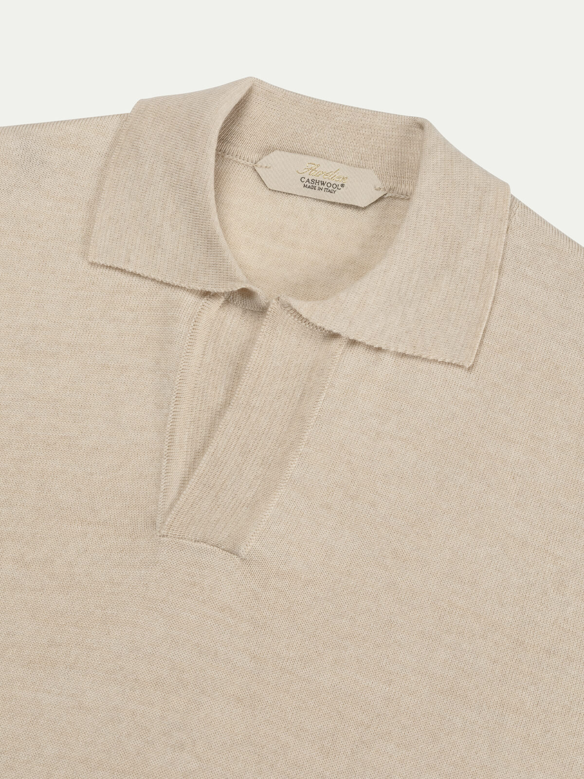 Shortsleeve Buttonless Polo Light Beige - Image 3