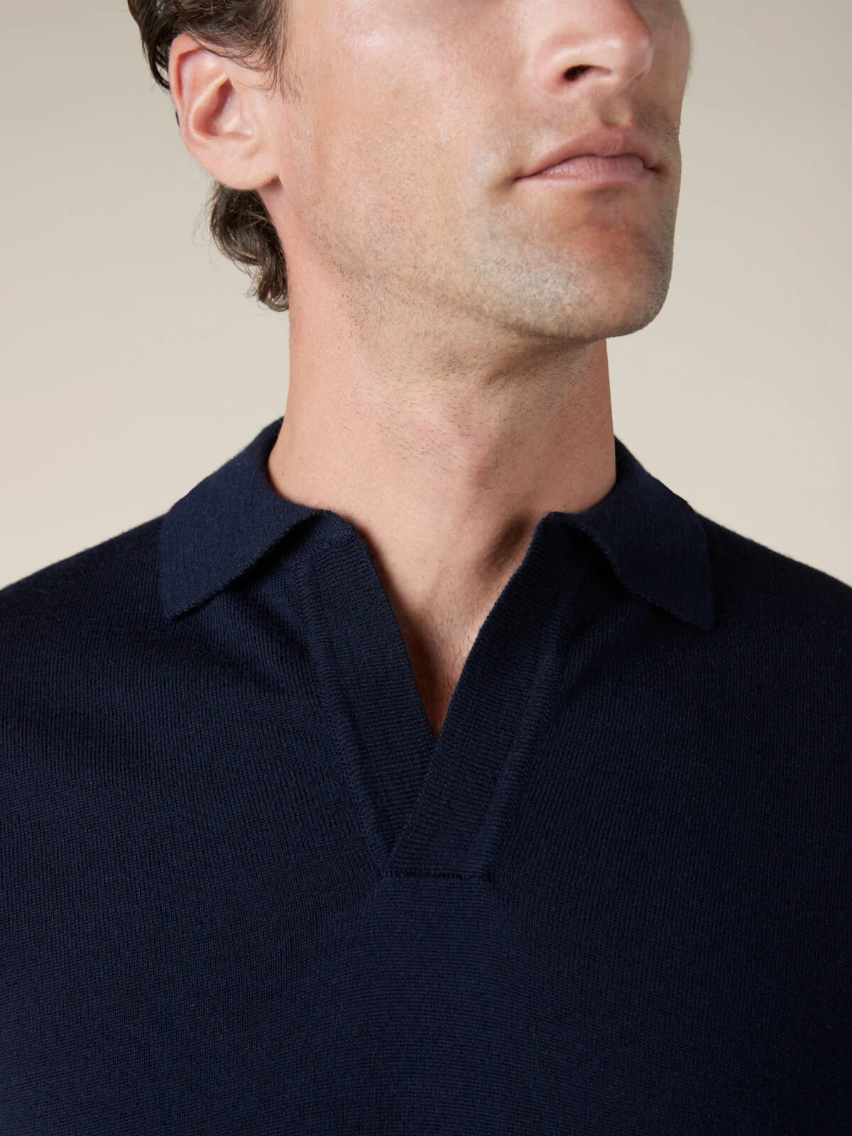 Shortsleeve Buttonless Polo Navy - Image 4