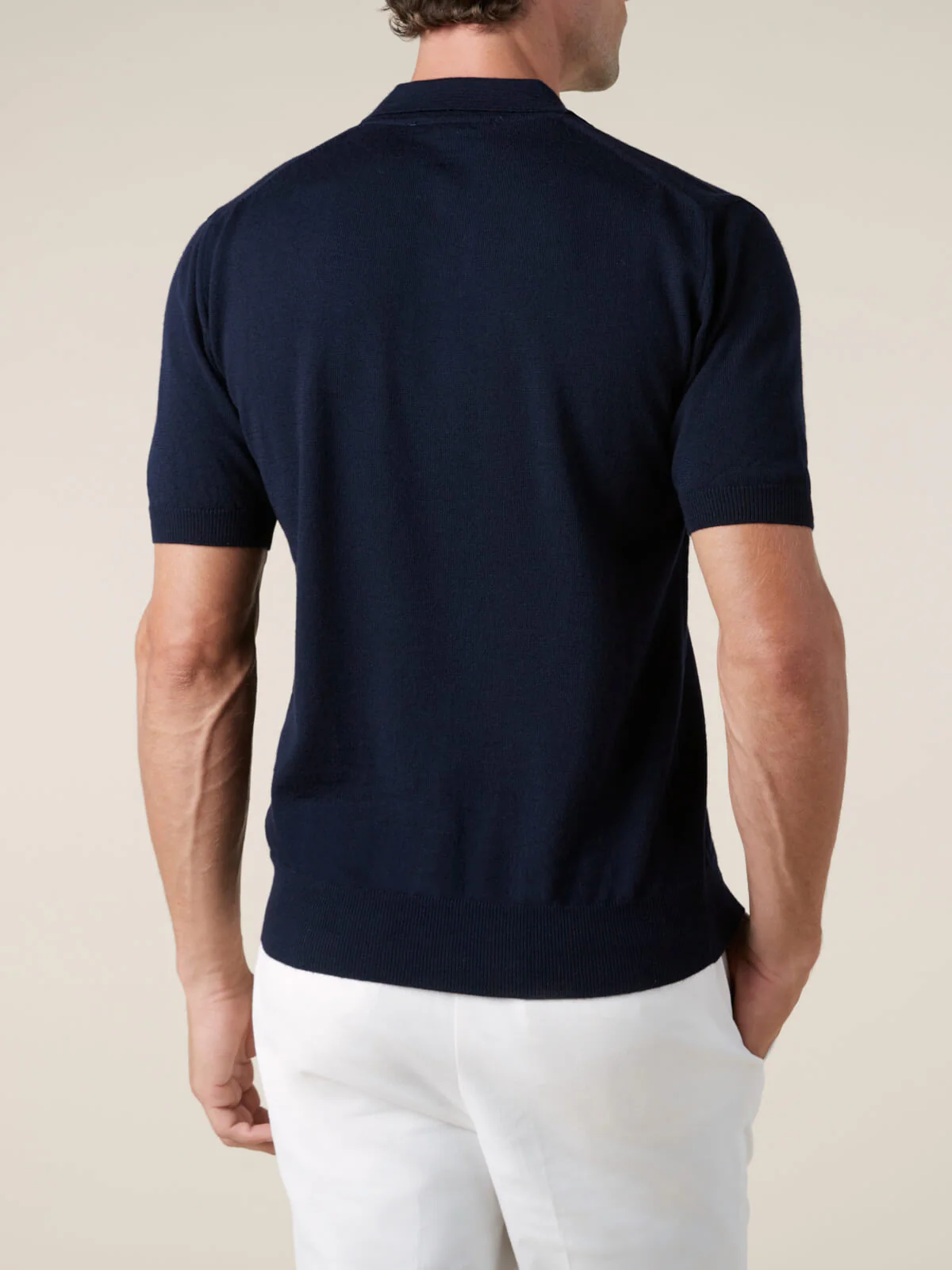Shortsleeve Buttonless Polo Navy - Image 6