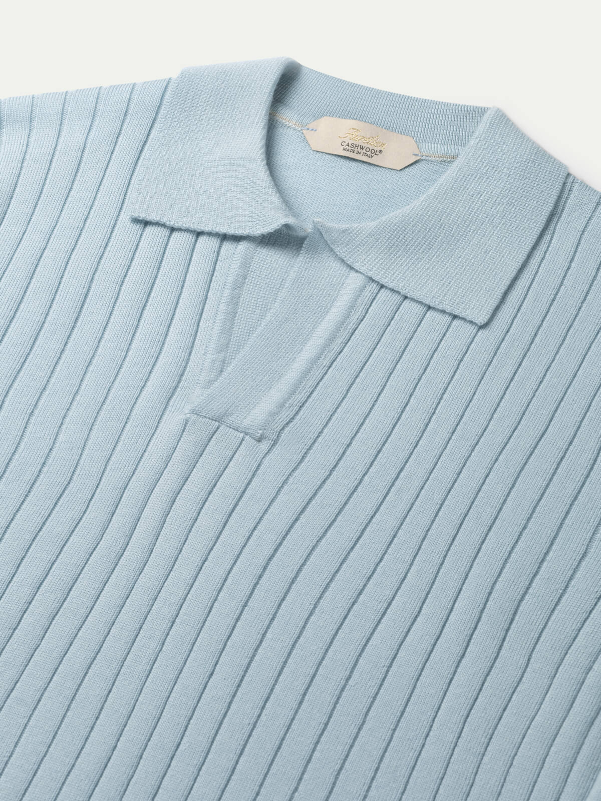 Shortsleeve Buttonless Ribbed Polo Cool Blue - Image 3