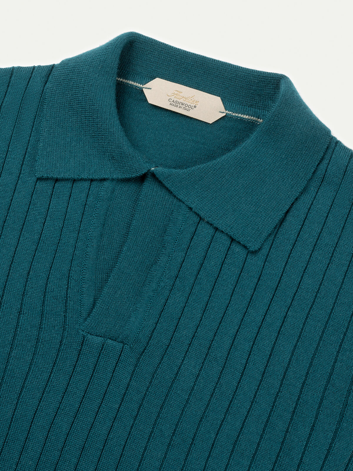 Shortsleeve Buttonless Ribbed Polo Forest Green - Image 4