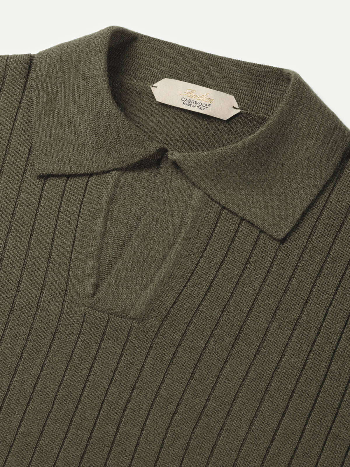 Shortsleeve Buttonless Ribbed Polo Olive - Image 2