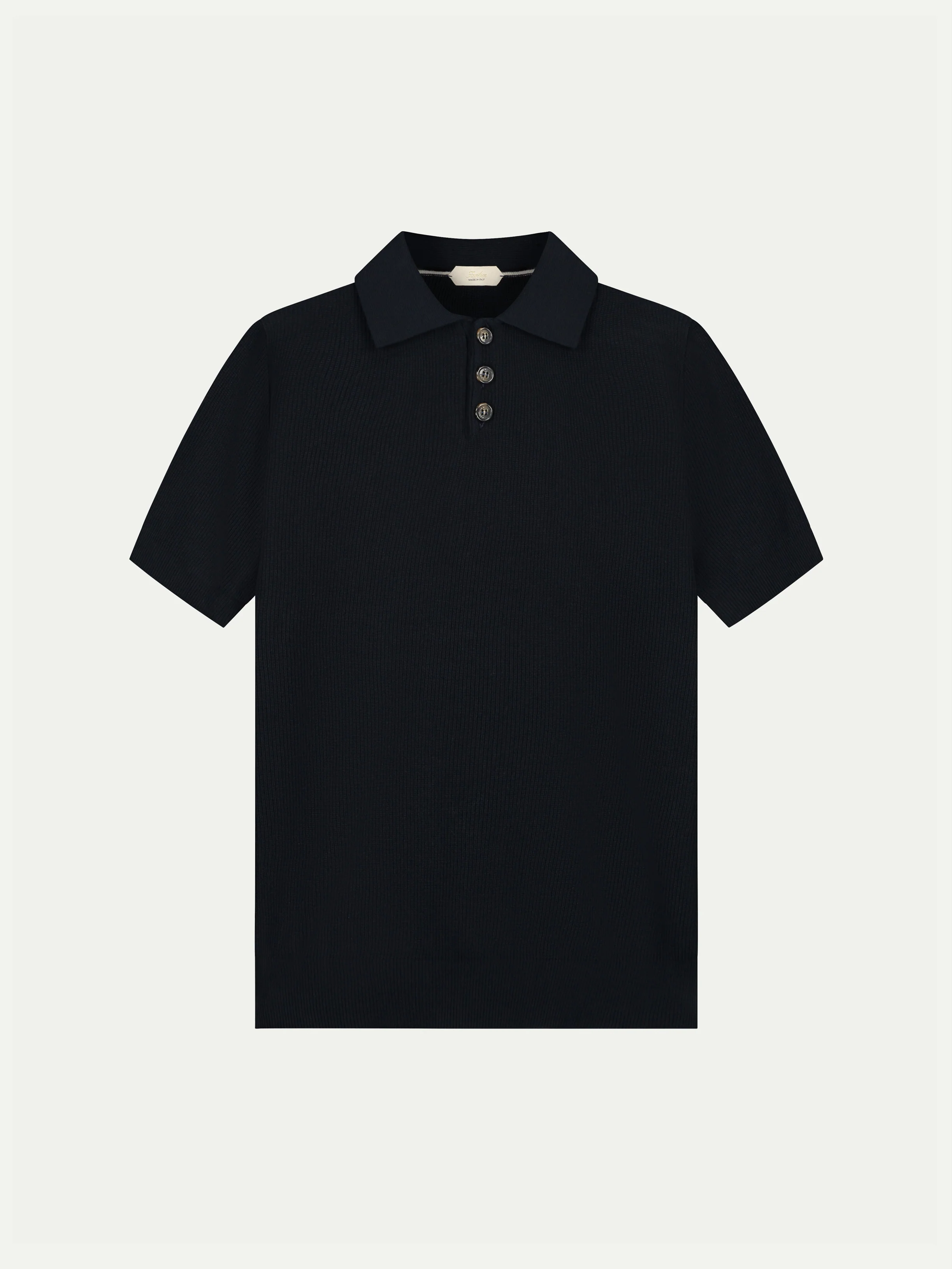 Shortsleeve Ribbed Knitted Polo Navy