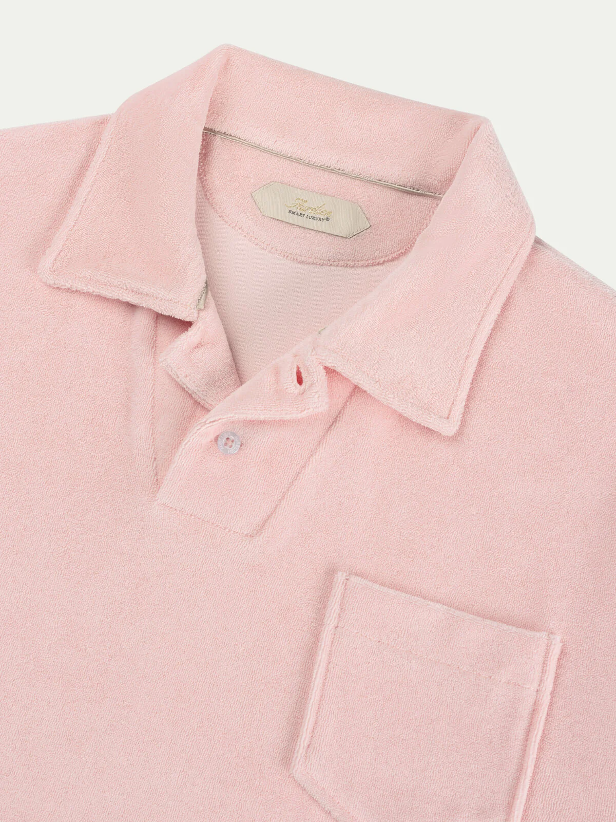 Soft Pink Terry Towelling Polo Shirt - Image 2