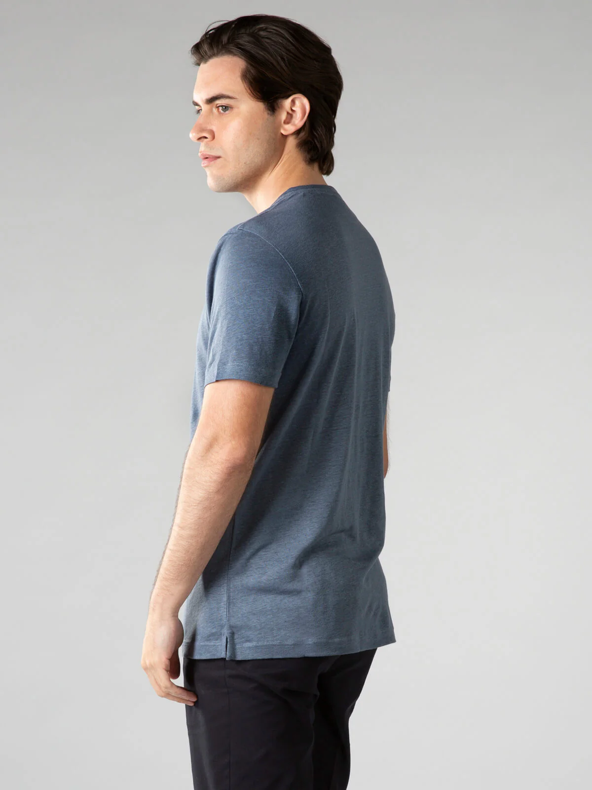 Steel Blue Linen T-shirt - Image 4