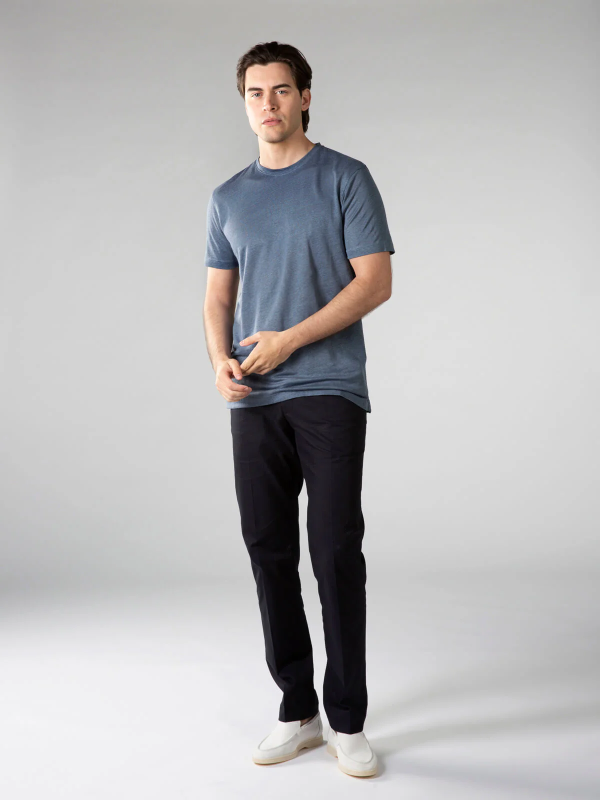 Steel Blue Linen T-shirt - Image 6