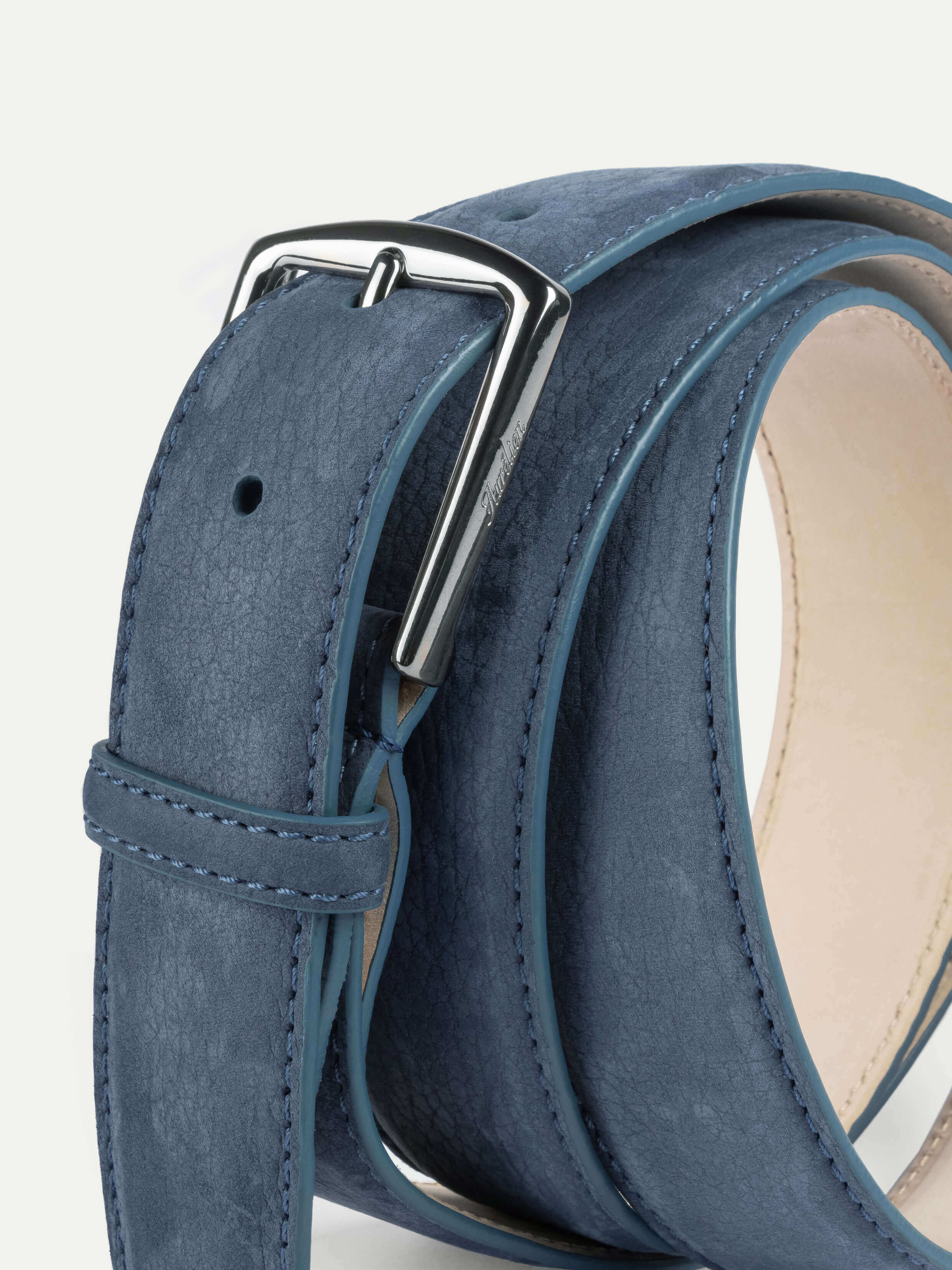 Steel Blue Nubuck Leather Belt - Image 3