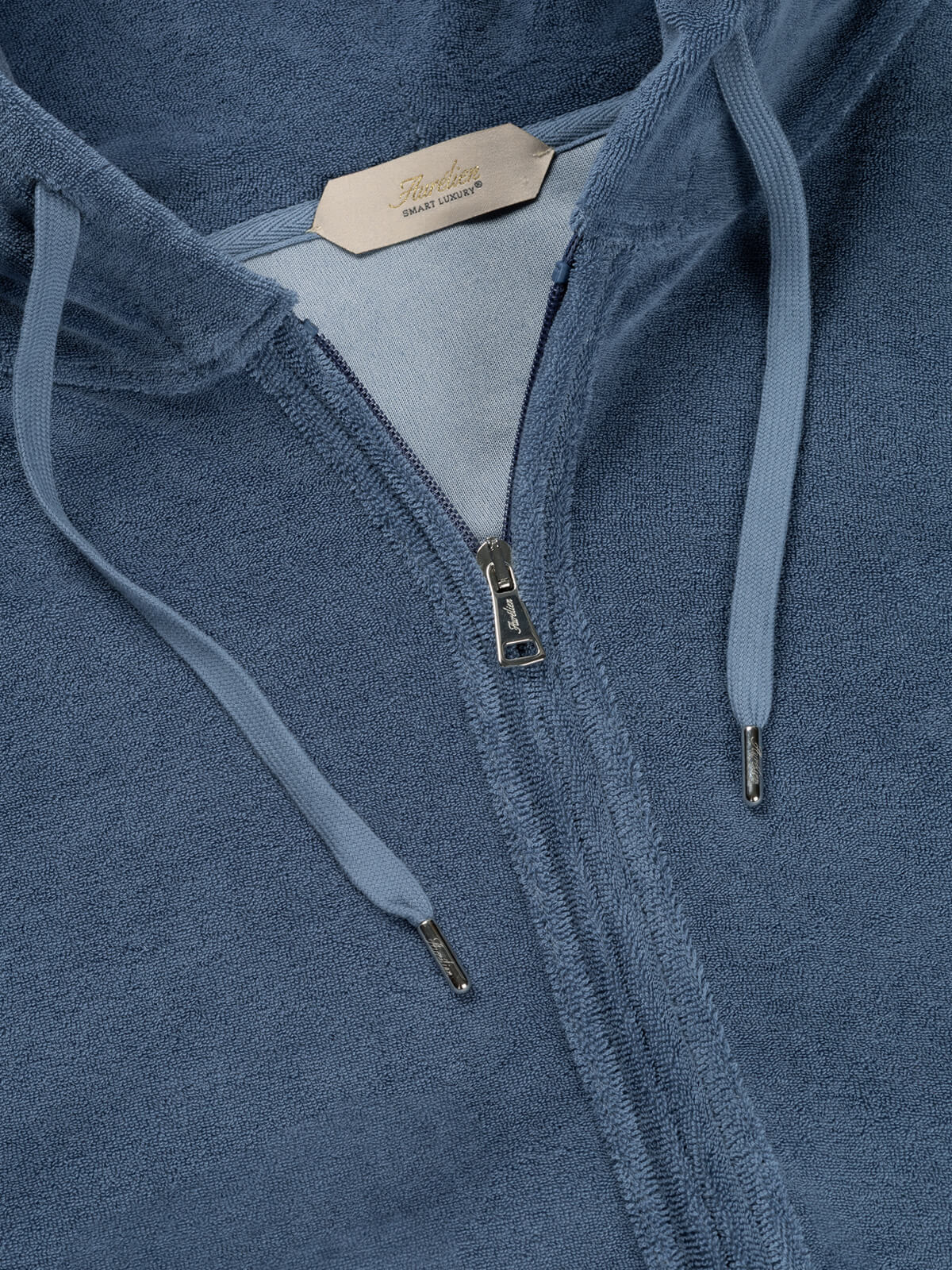 Steel Blue Terry Towelling Zipper Vest - Image 3