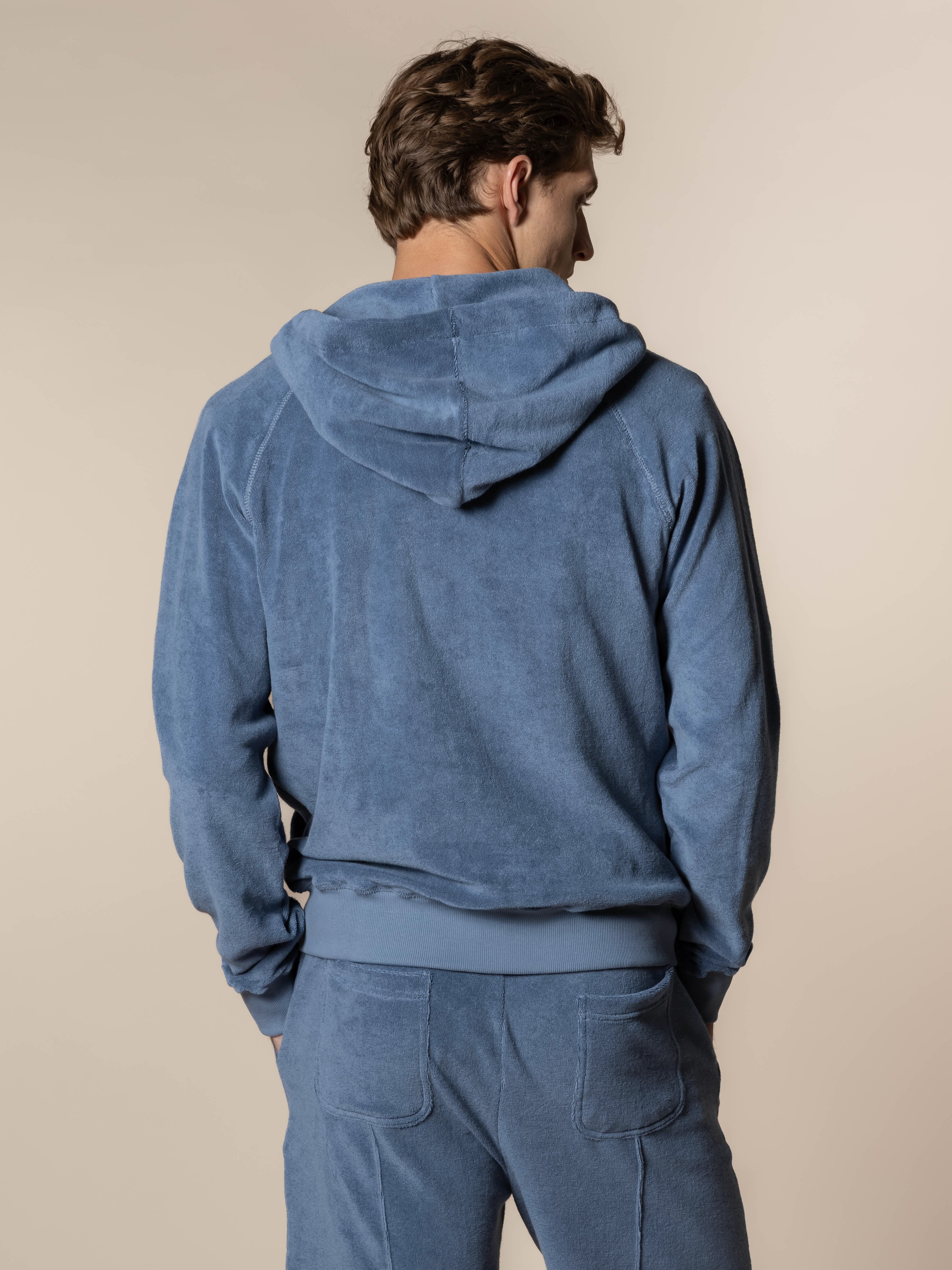 Steel Blue Terry Towelling Zipper Vest - Image 5