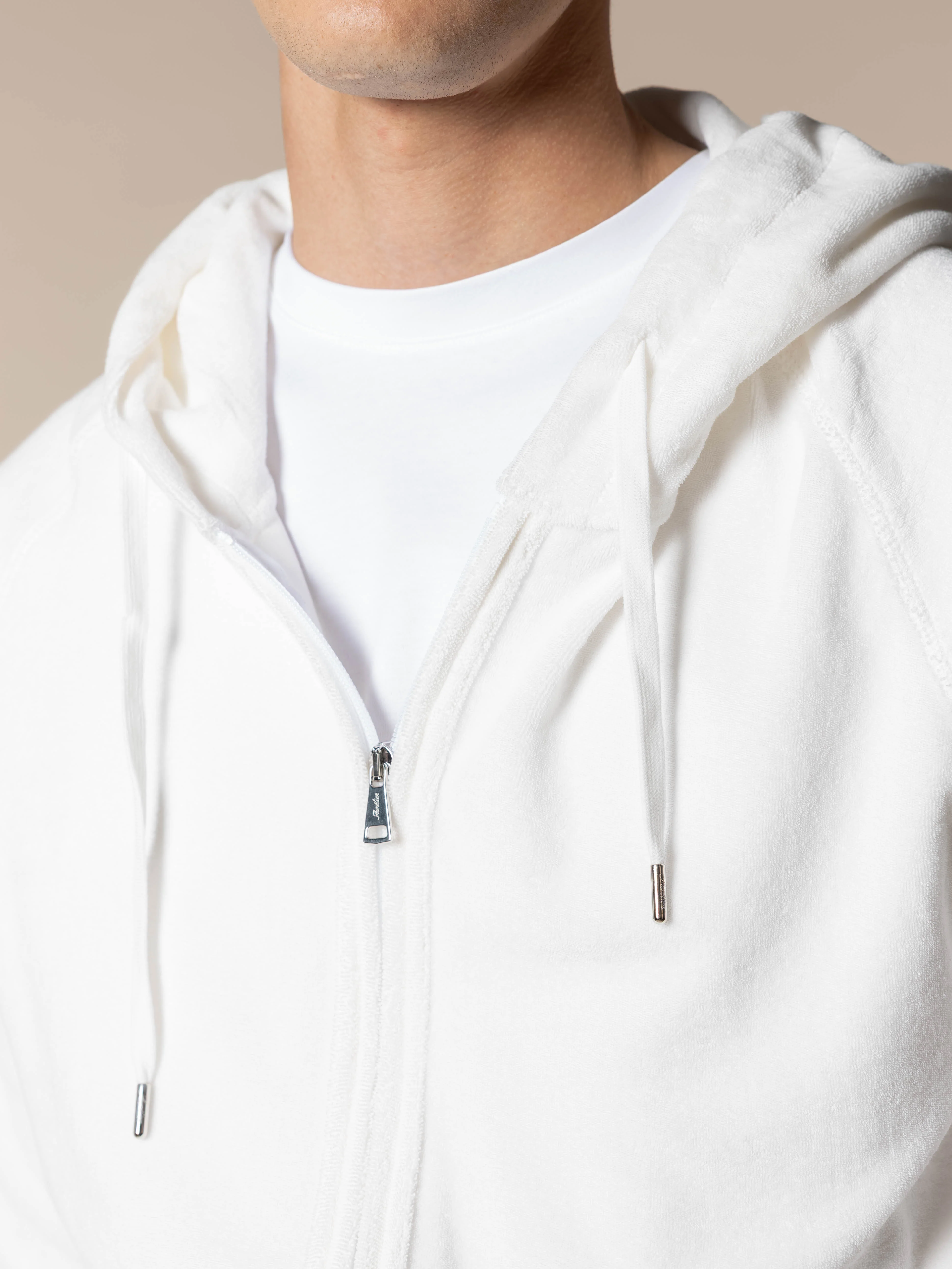 White Terry Towelling Zipper Vest - Image 4