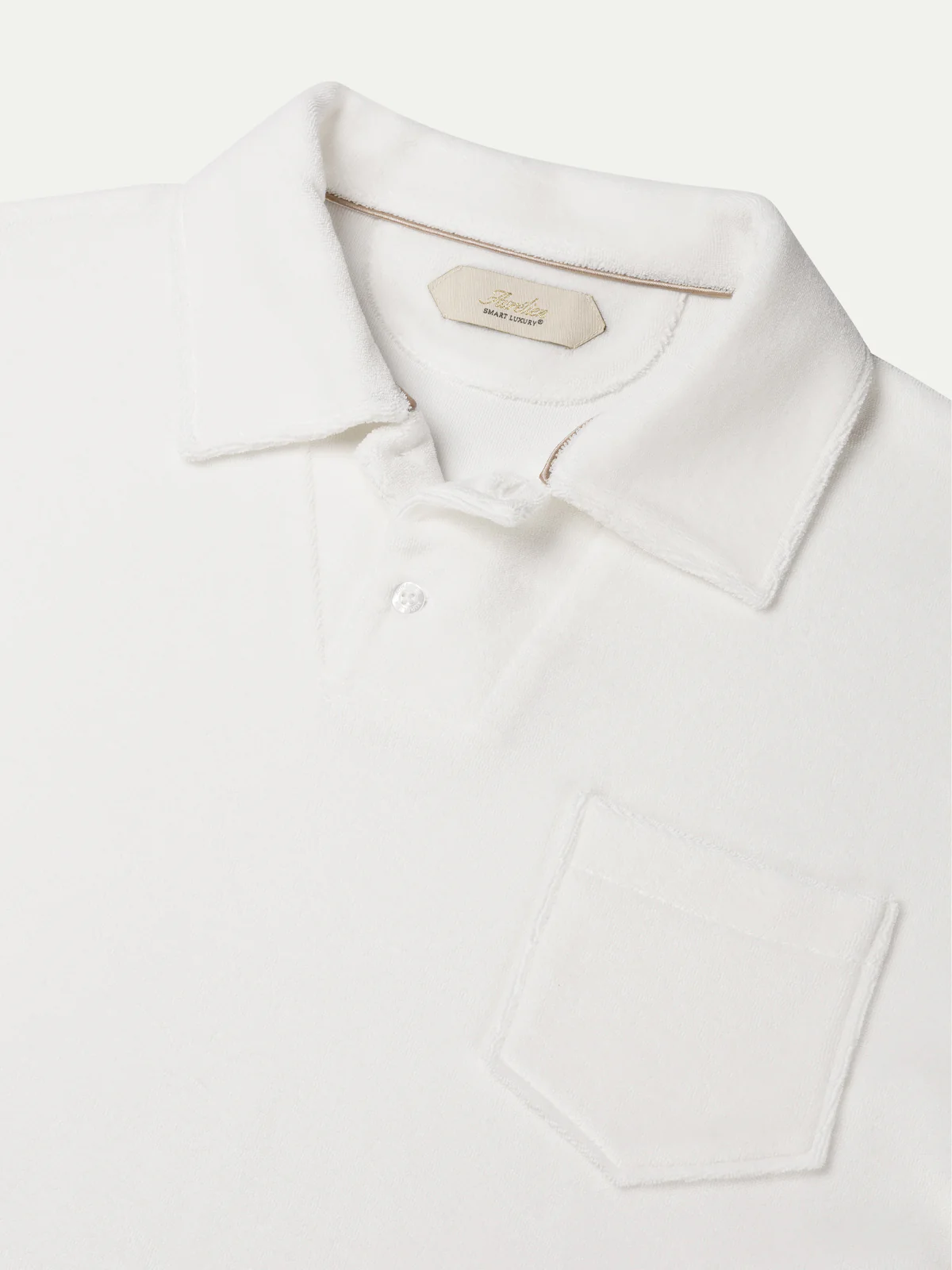 White Terry Towelling Polo Shirt - Image 3