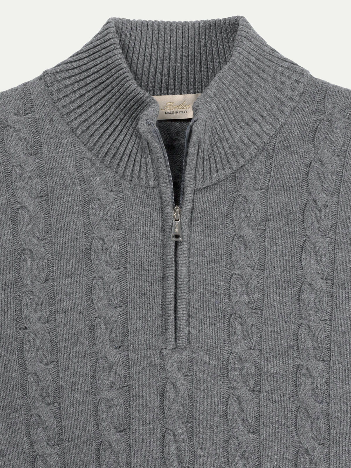 Zipper Cable Sweater Dark Grey - Image 2